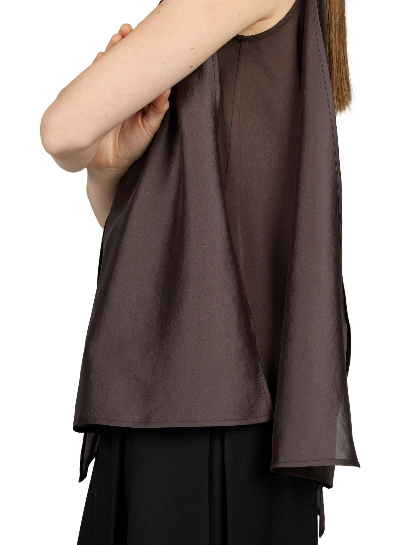 Blusa evasé sin mangas R2W Marrón