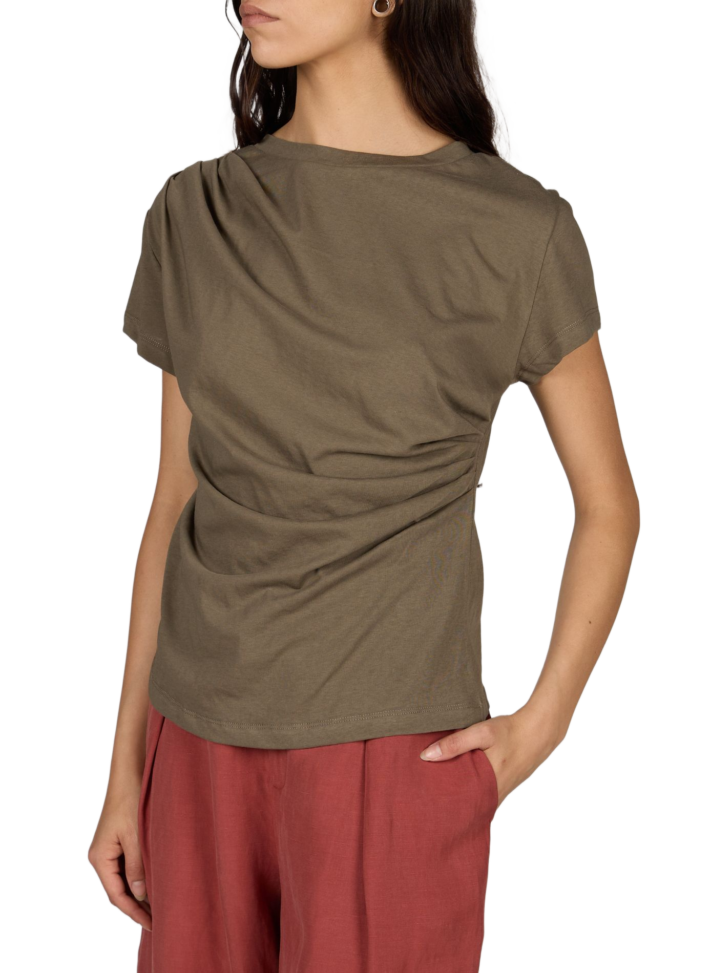 Short-sleeve cotton and linen blend Iraline T-shirt ARTLOVE Khaki