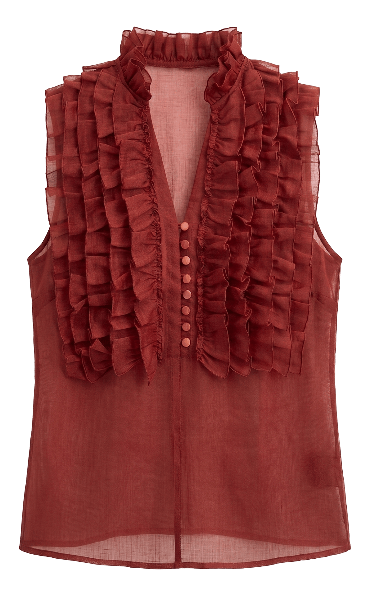Top droit col v en lin jofre SIMORRA Marron
