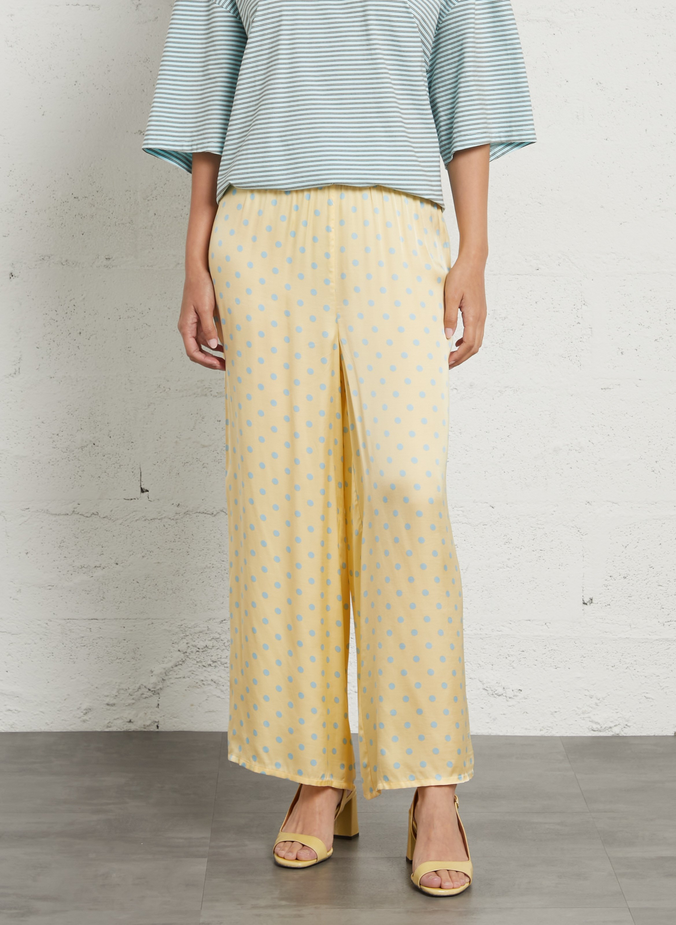 Pantalon large fluide à pois bovalow AMERICAN VINTAGE Jaune