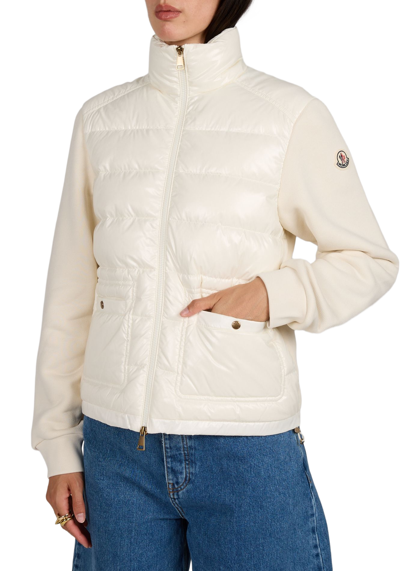 Quilted high-neck cotton blend sweatshirt MONCLER White