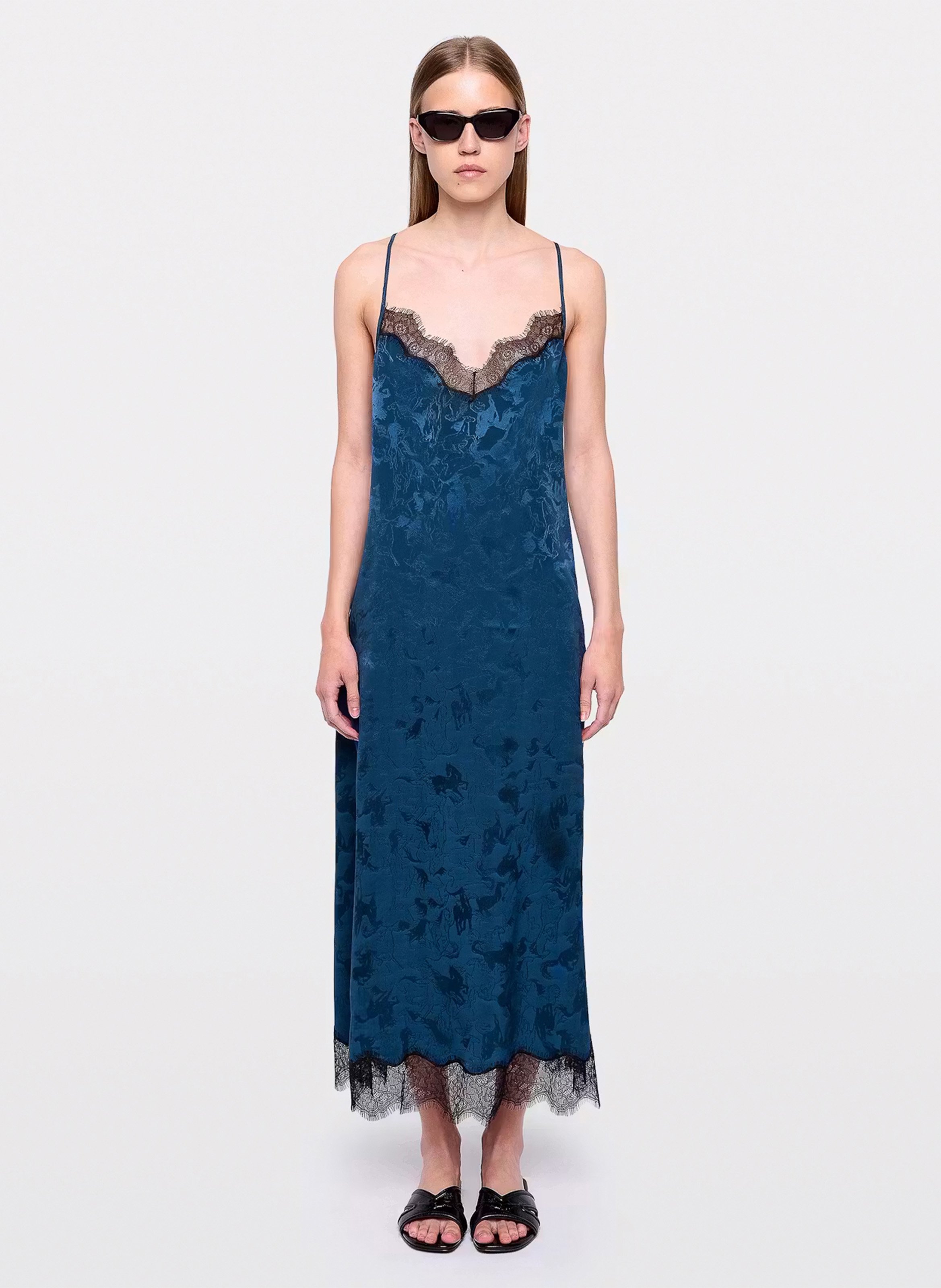Robe longue en soie imprimée respa ZADIG&VOLTAIRE Bleu