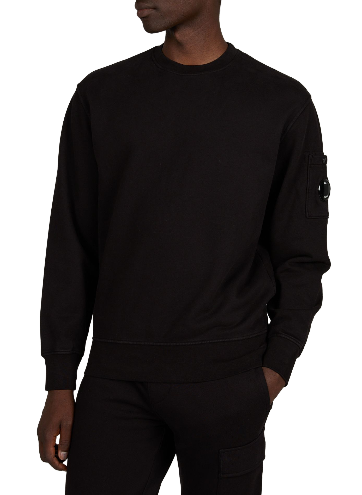 Solid color cotton signature lens pullover CP COMPANY Black