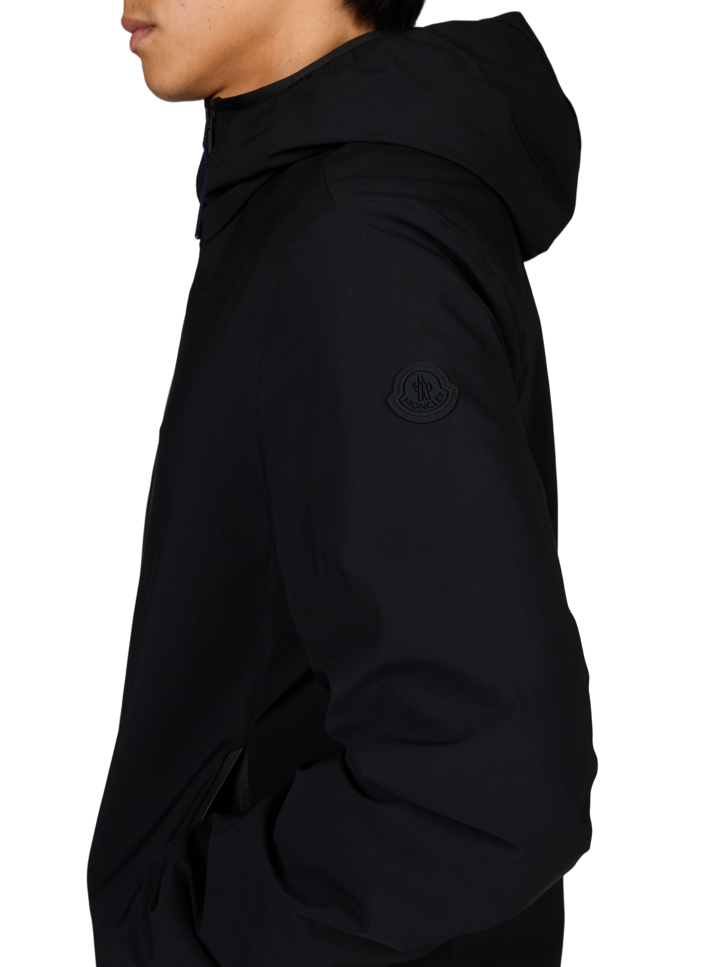 Hooded Puffer Jacket Ciampolin with Elastic Hem MONCLER Black