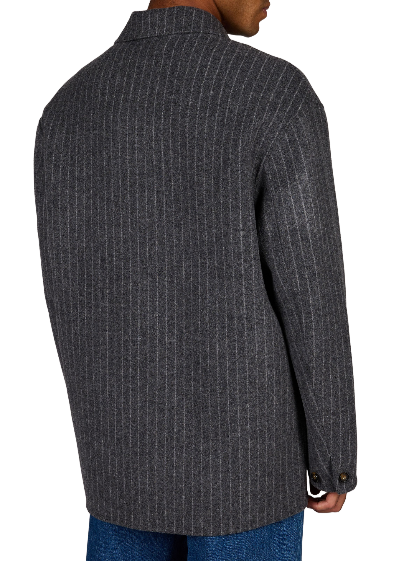 Veste droite à rayures en laine mélangée DROLE DE MONSIEUR Gris