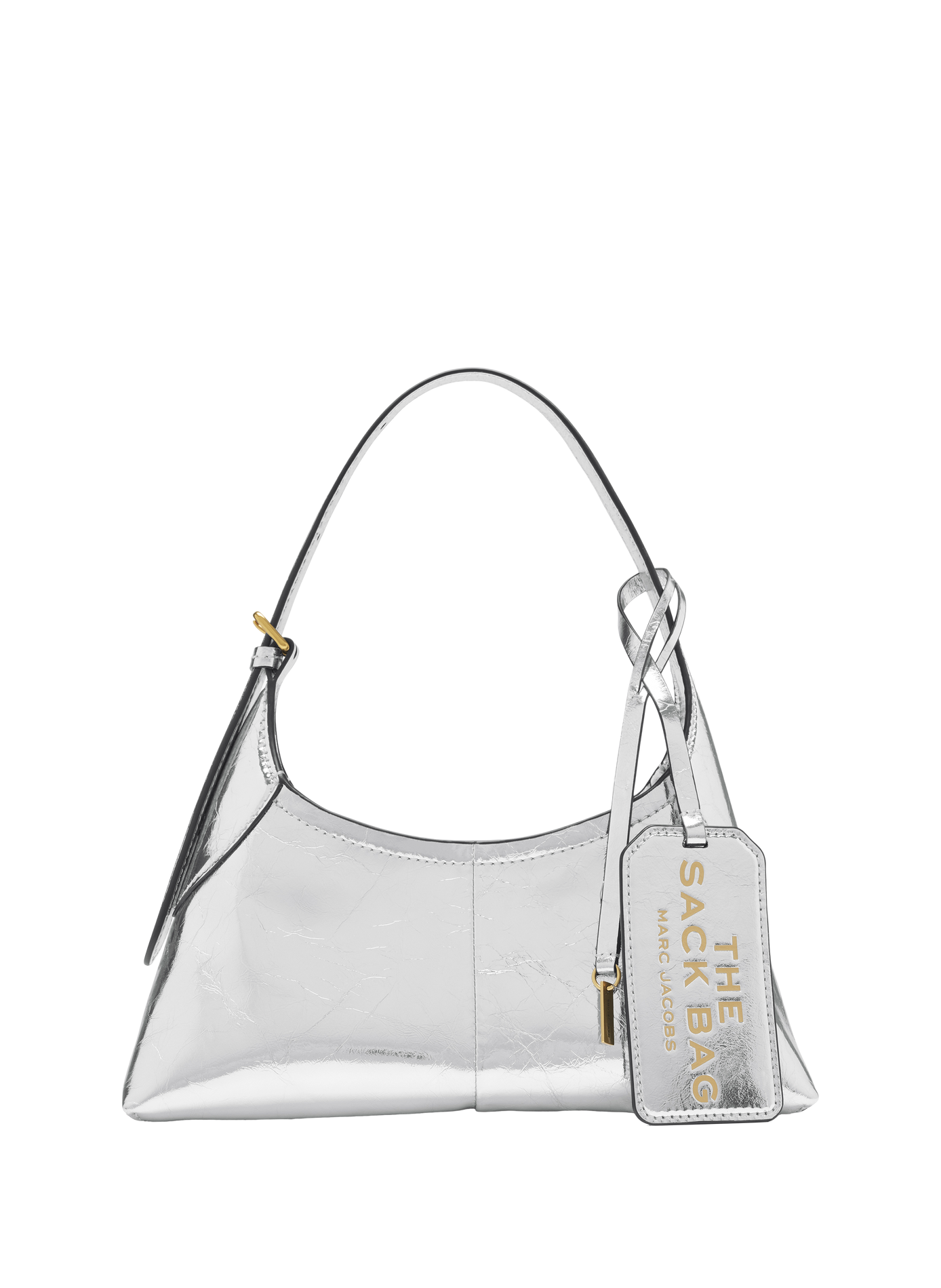Sac à main The Small Belted Sack en cuir métallisé MARC JACOBS Argent