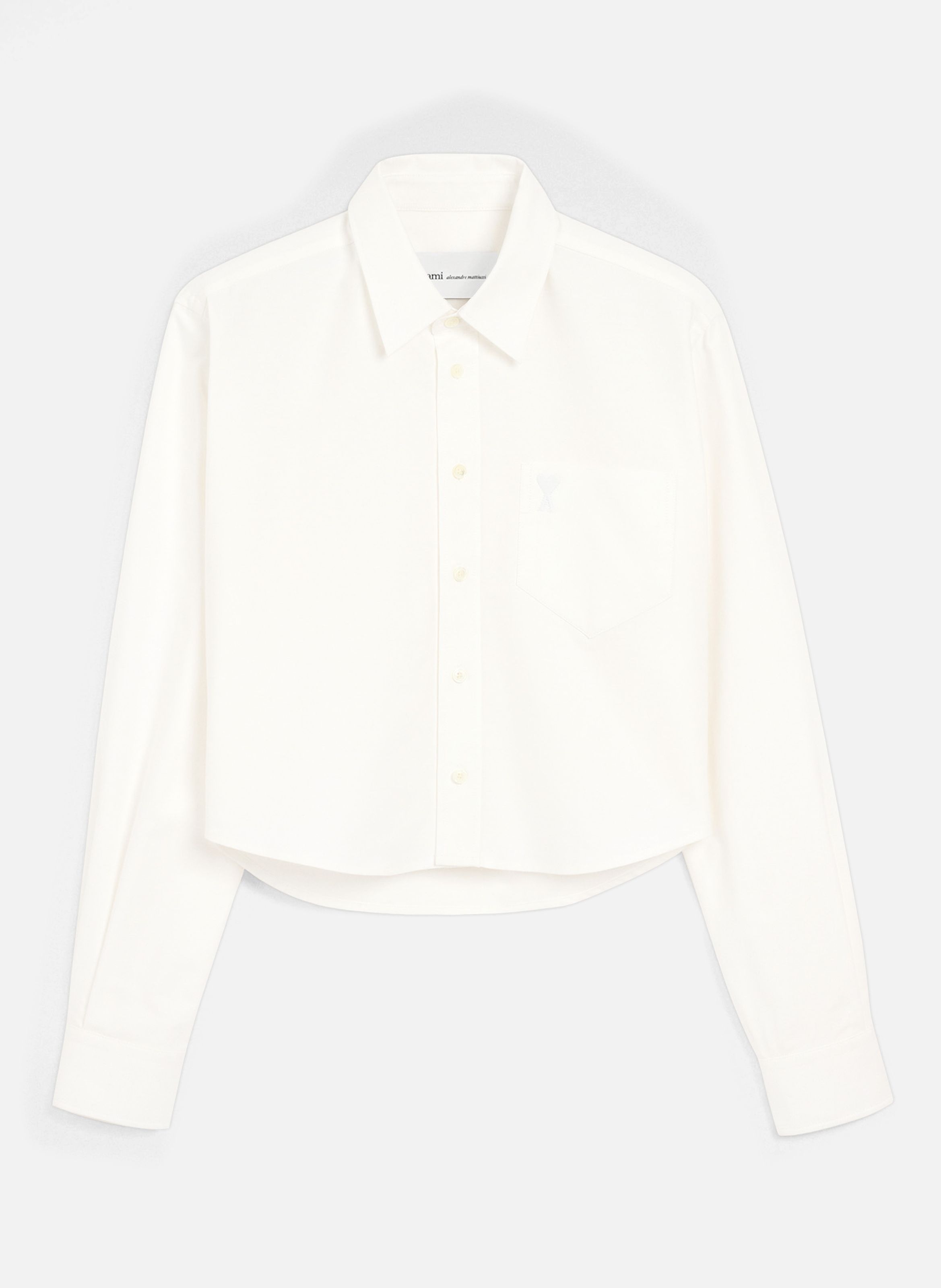 Chemise courte en coton ami de coeur embossé AMI PARIS Blanc