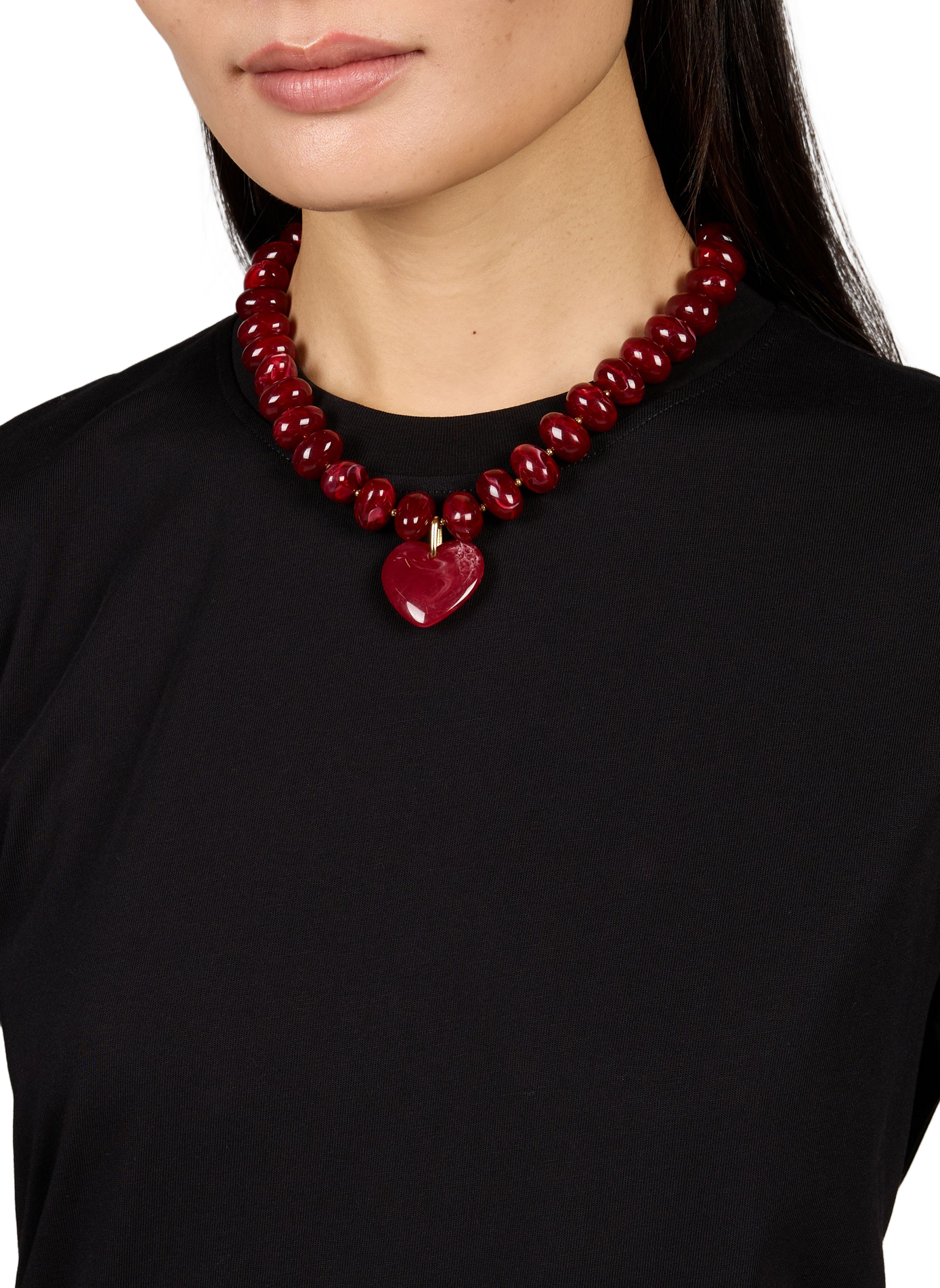 Collier pendentif cœur AU PRINTEMPS PARIS Rouge