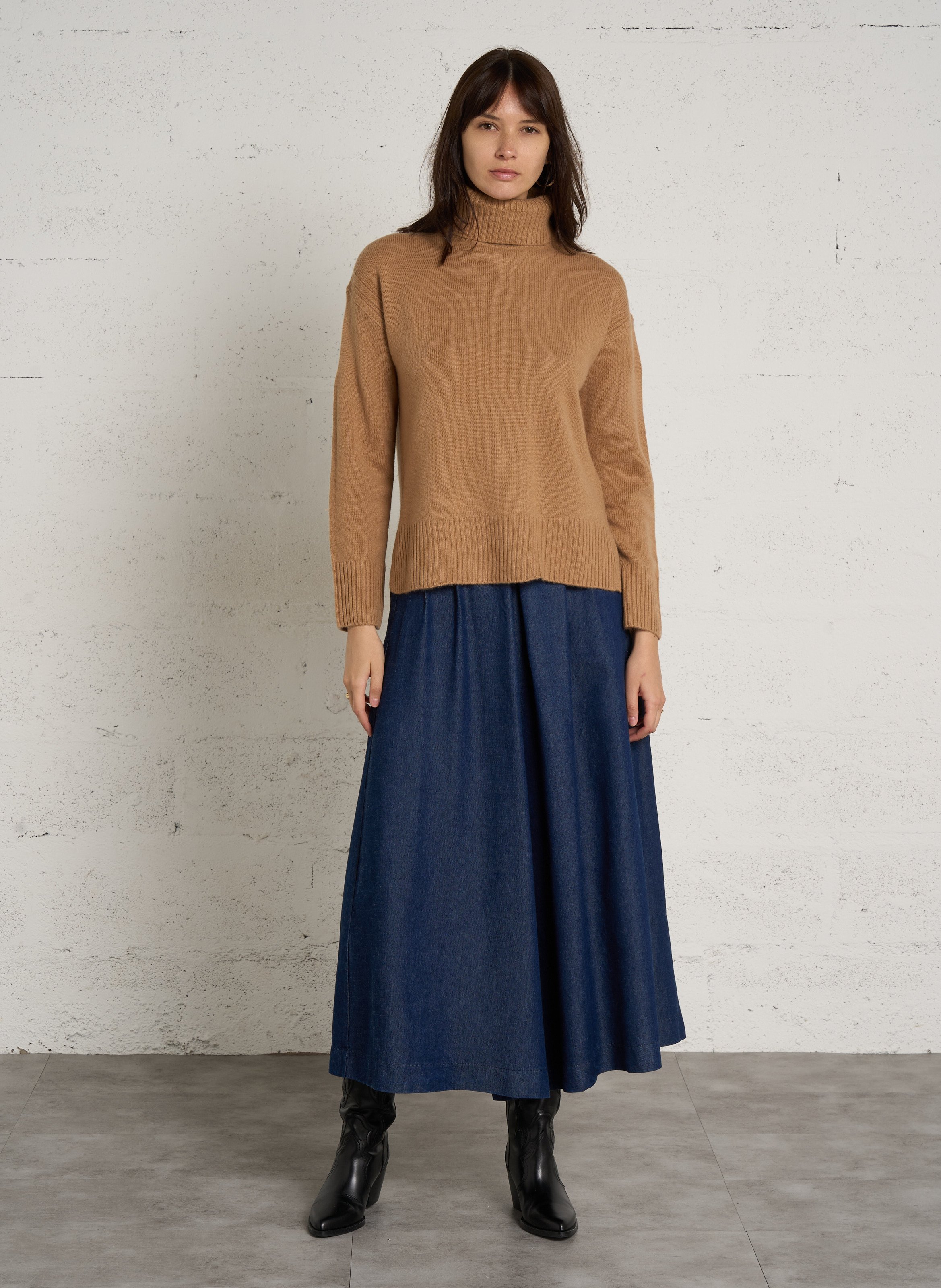 Pull col roulé droit en laine arnold MAISON 123 Beige
