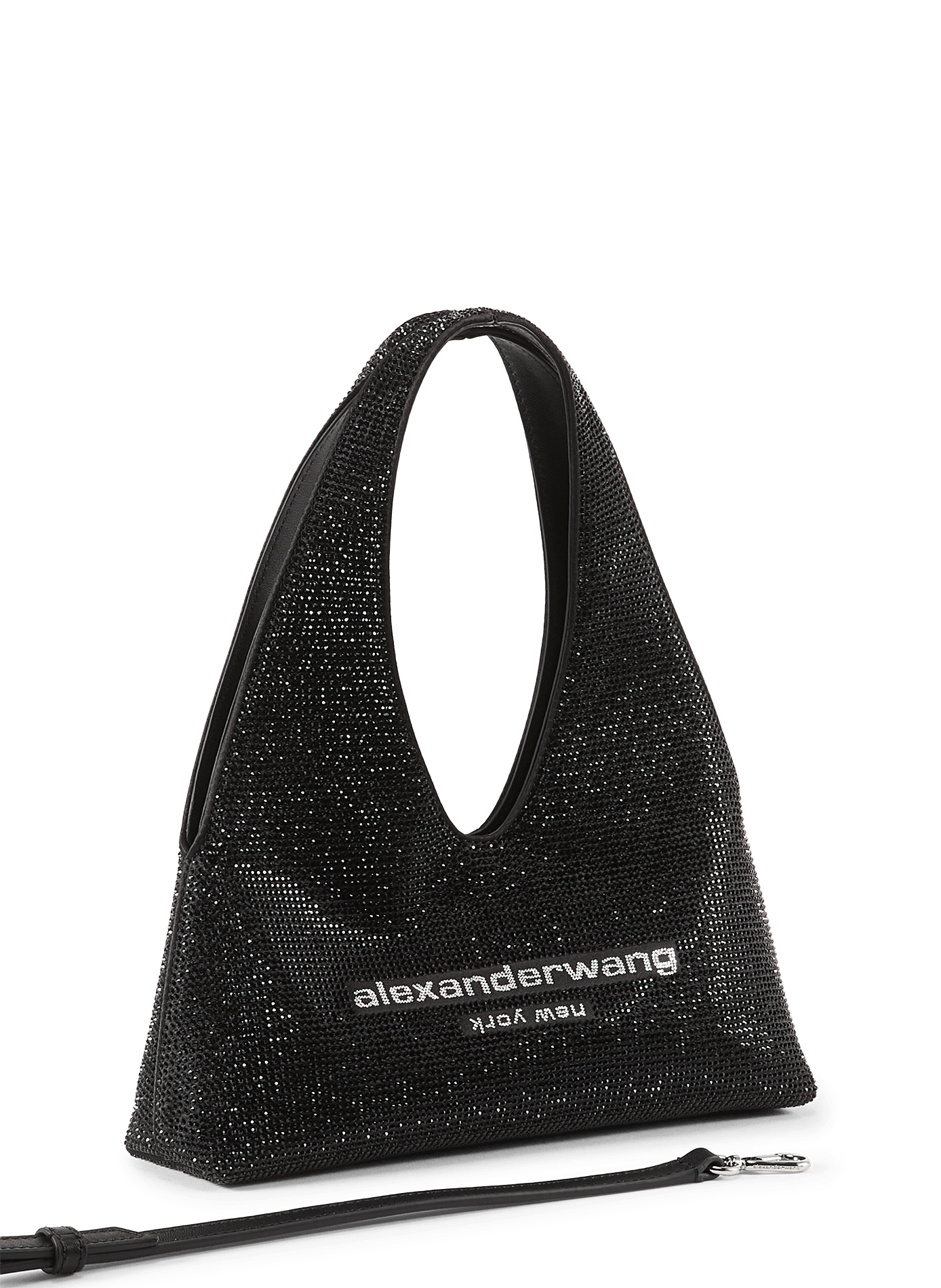 Sac mini Hobo à strass ALEXANDER WANG Noir