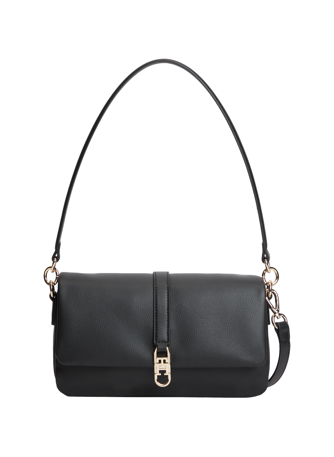 Plain flap shoulder bag TOMMY HILFIGER Black
