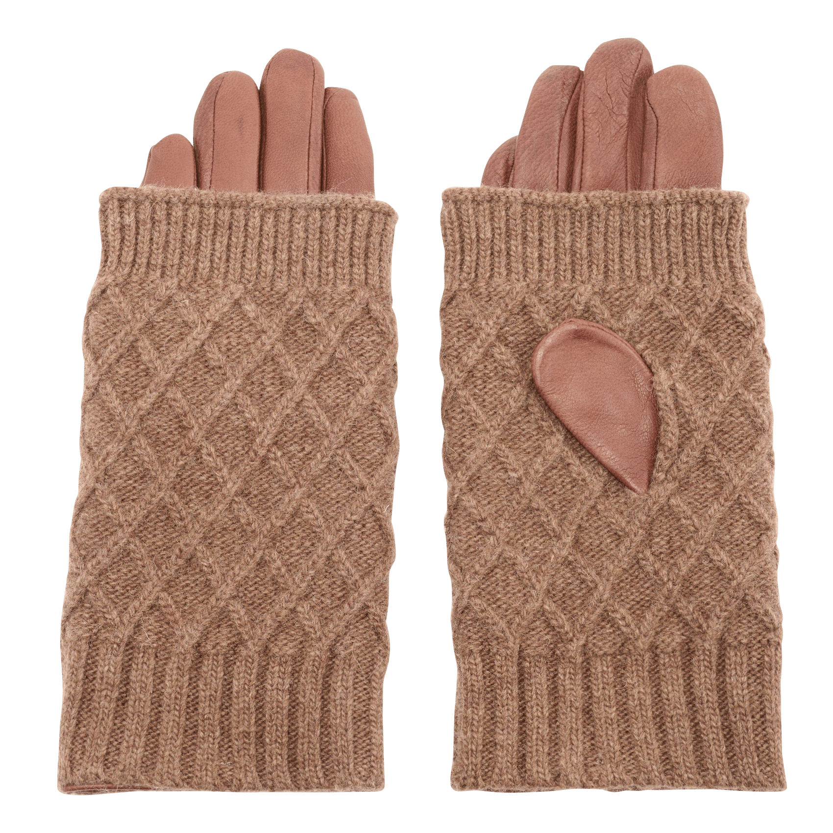 Gants en cuir avec laine gaelle MAISON 123 Beige