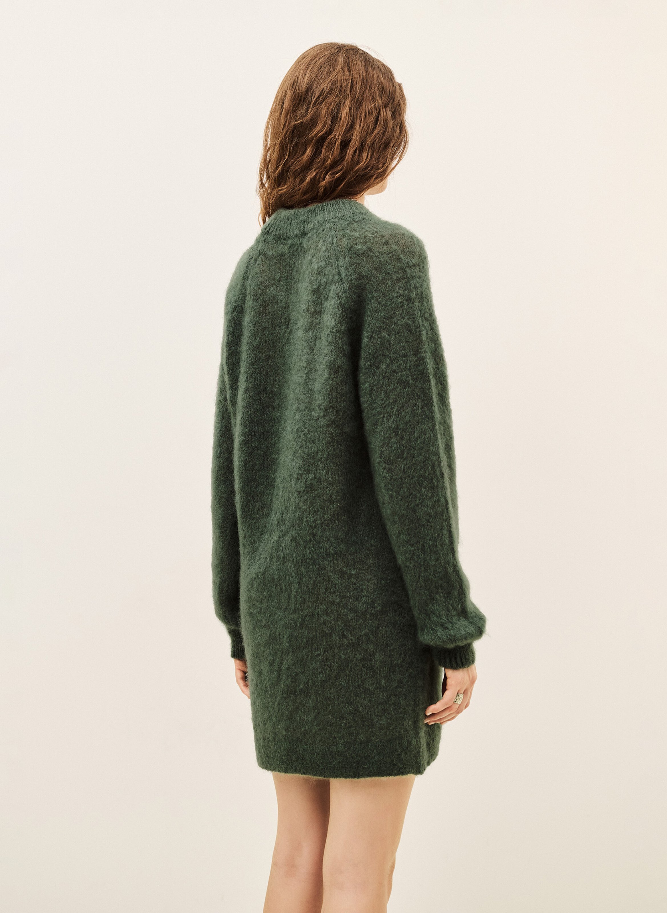 Robe pull courte en laine mélangée funk BA&SH Kaki