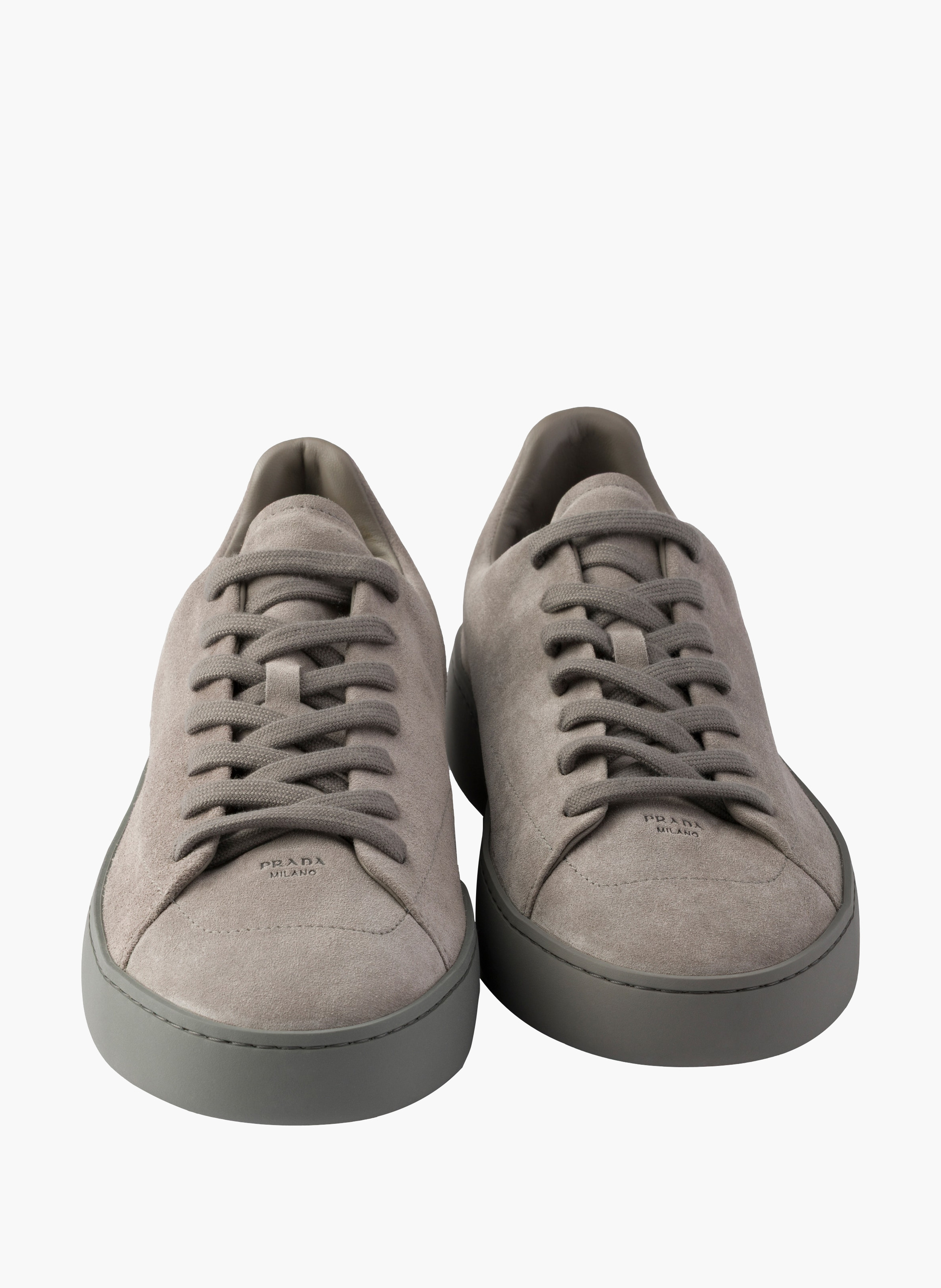 Baskets en cuir velours prada court PRADA Argent