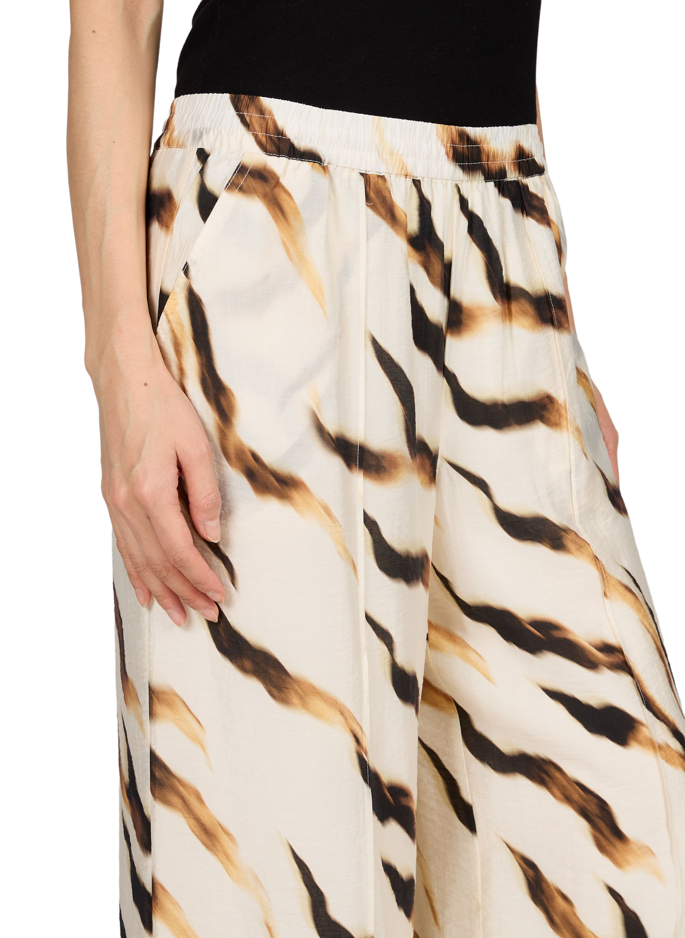 Wijde soepele broek met print ROUGE EDIT Beige