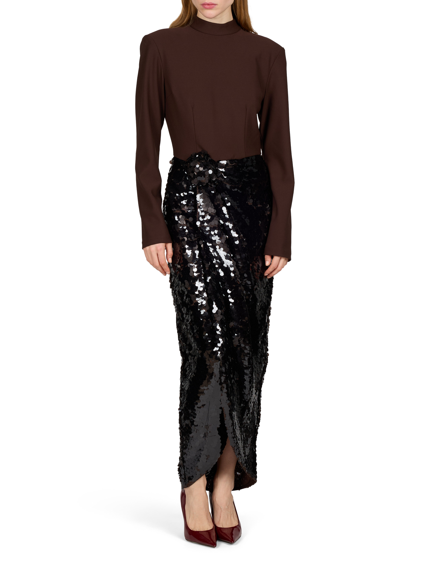 Long-sleeved sequin dress ROTATE Brown