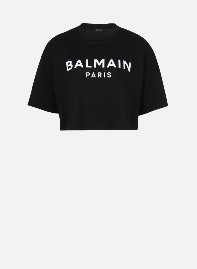 T-shirt court en coton éco-responsable imprimé logo BALMAIN