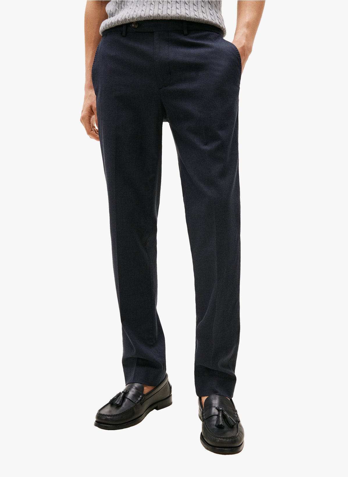 Pantalon droit en coton mélangé