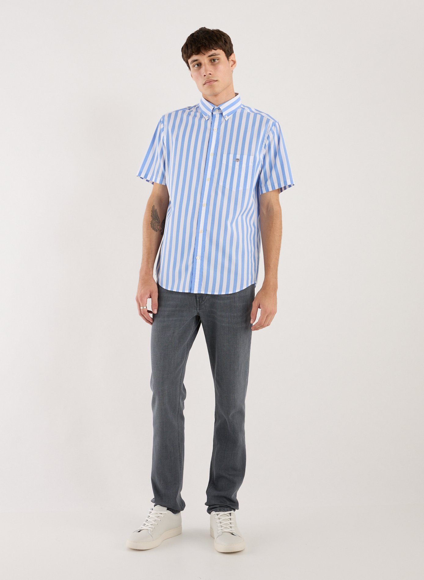 Chemise manches courtes à rayures  Bleu