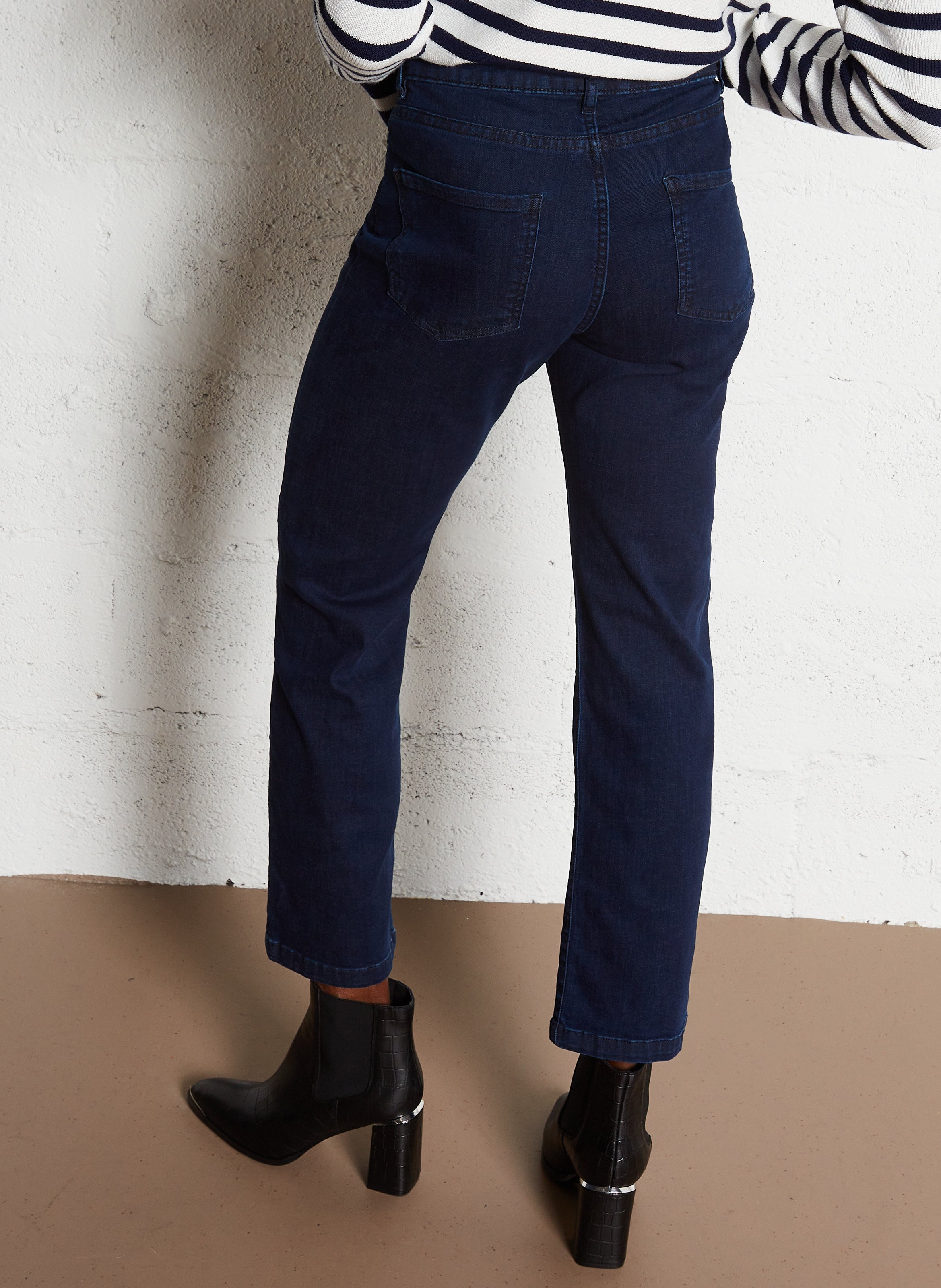 Jean droit cropped en coton mélangé janis IKKS Bleu