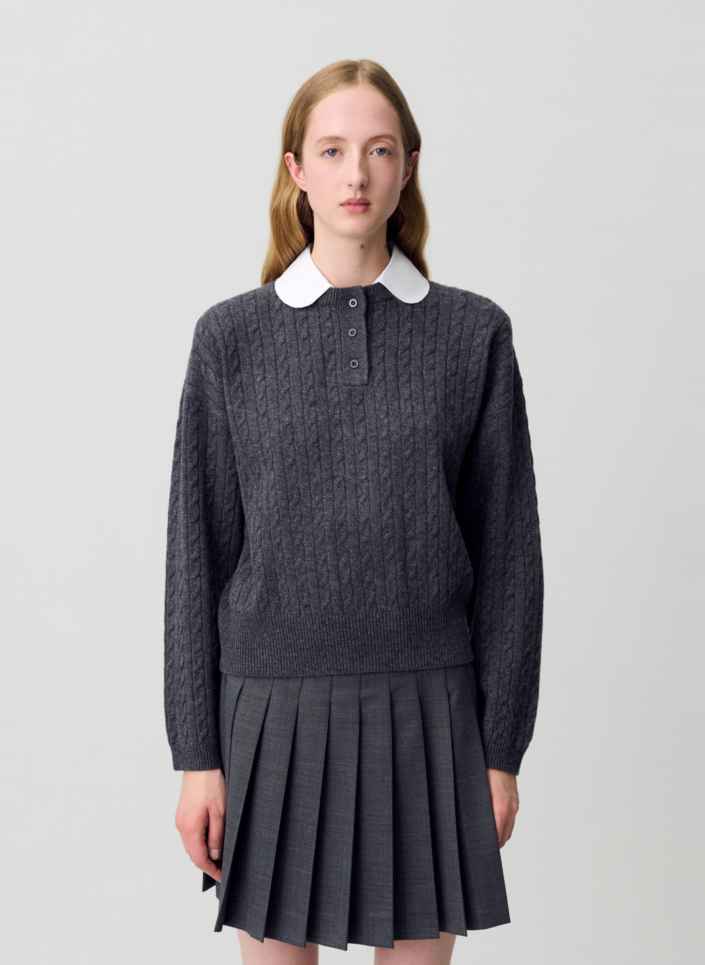 Pull col claudine en laine mélangée CLAUDIE PIERLOT Gris