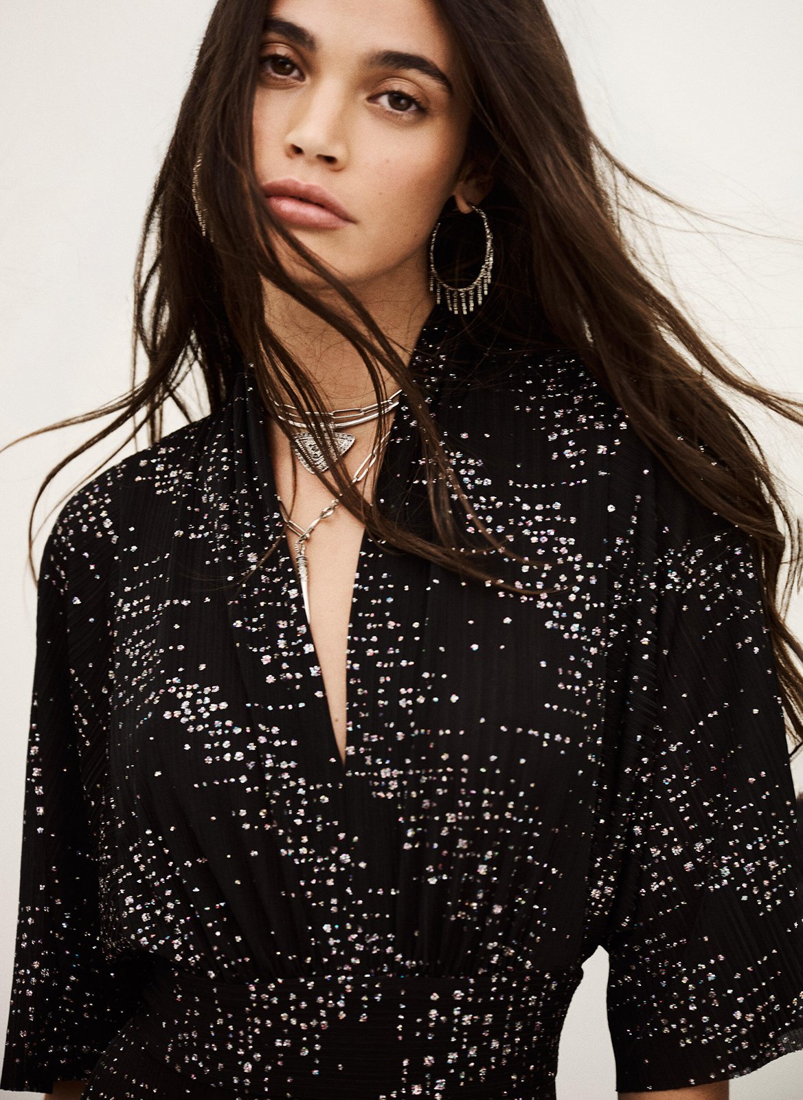 Robe longue ample à détails brillants tresor BA&SH Noir