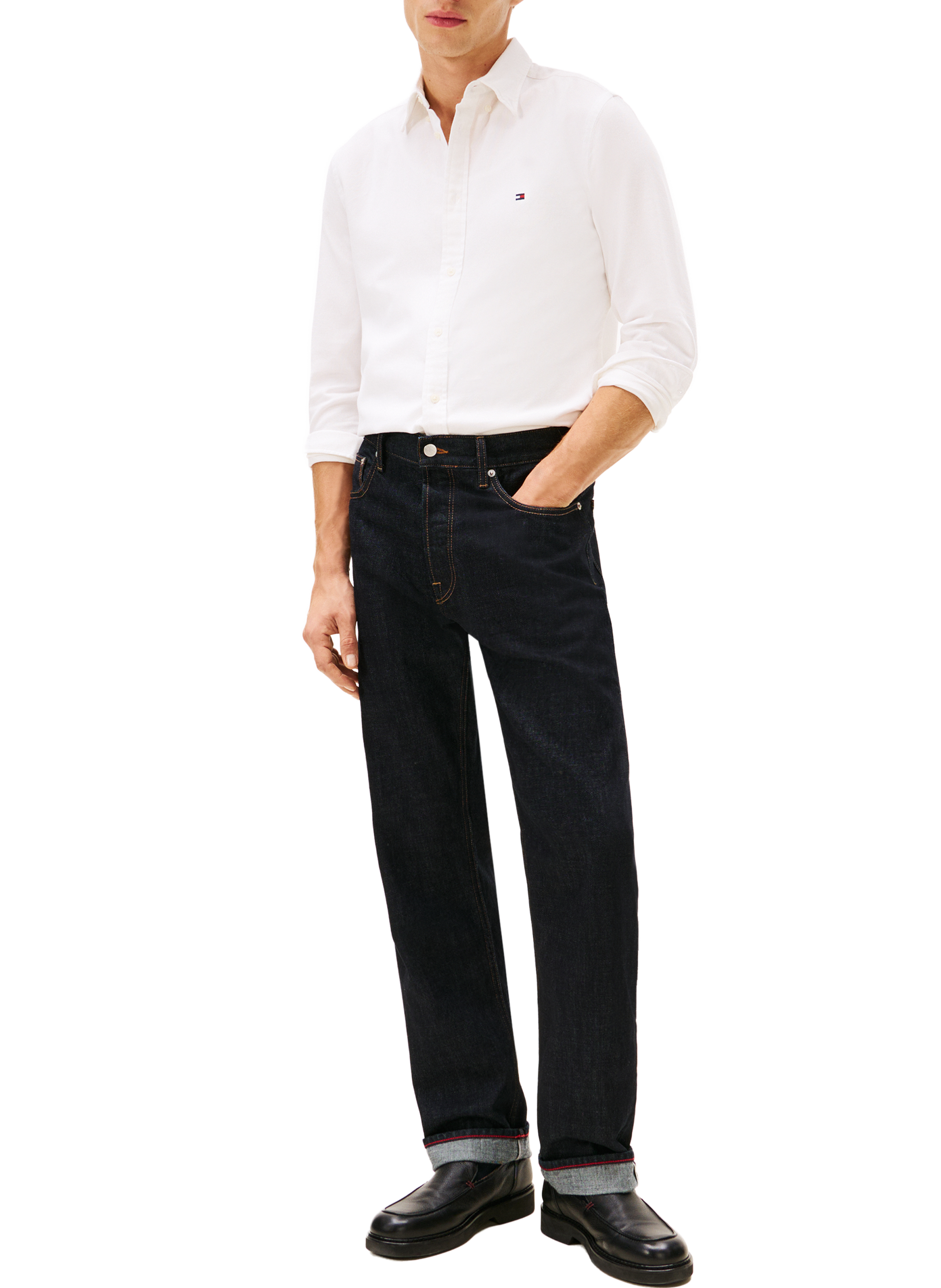 Chemise classique coupe droite en coton TOMMY HILFIGER Blanc