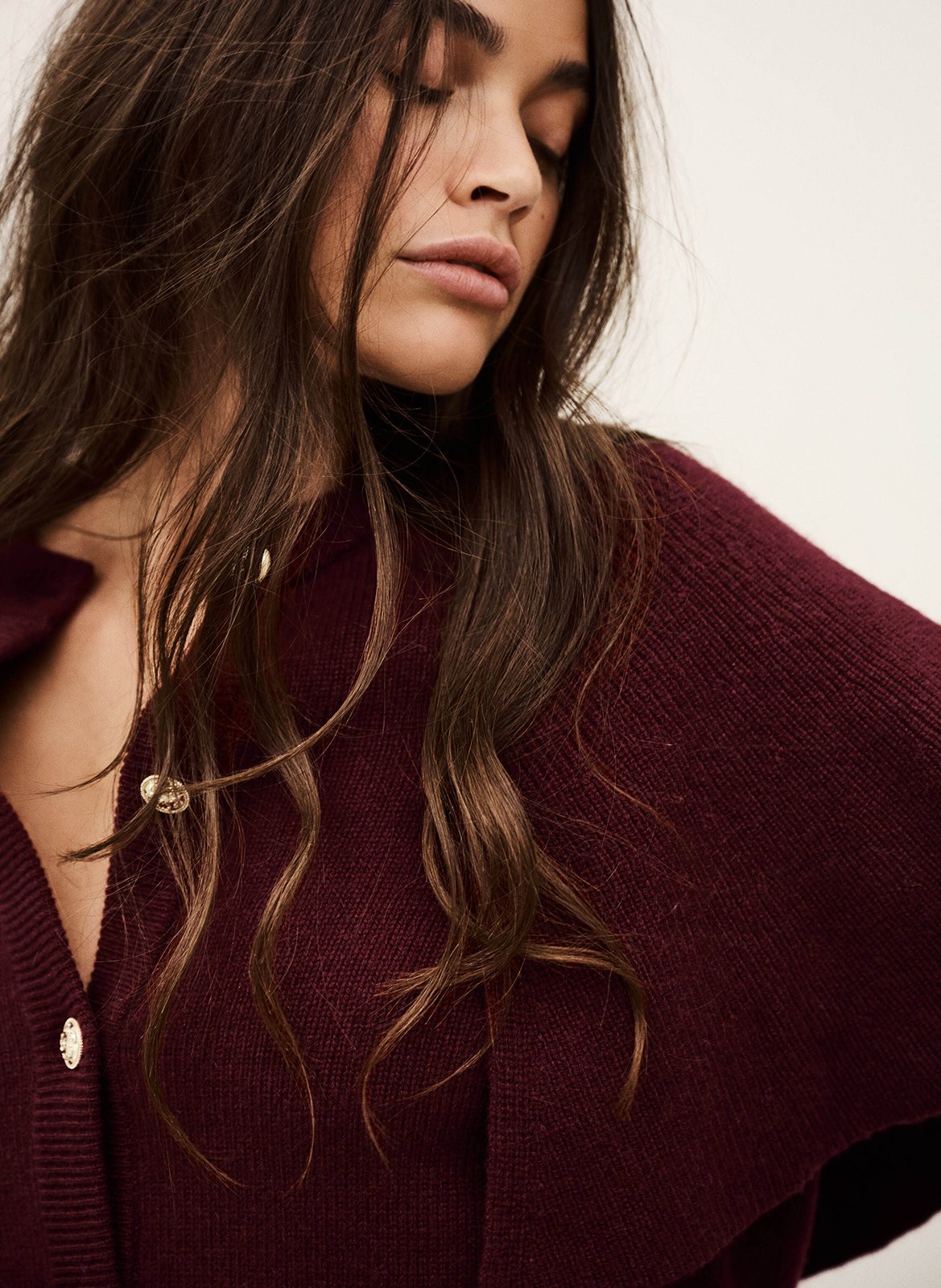 Cardigan boutonné en laine unie peggy BA&SH Violet