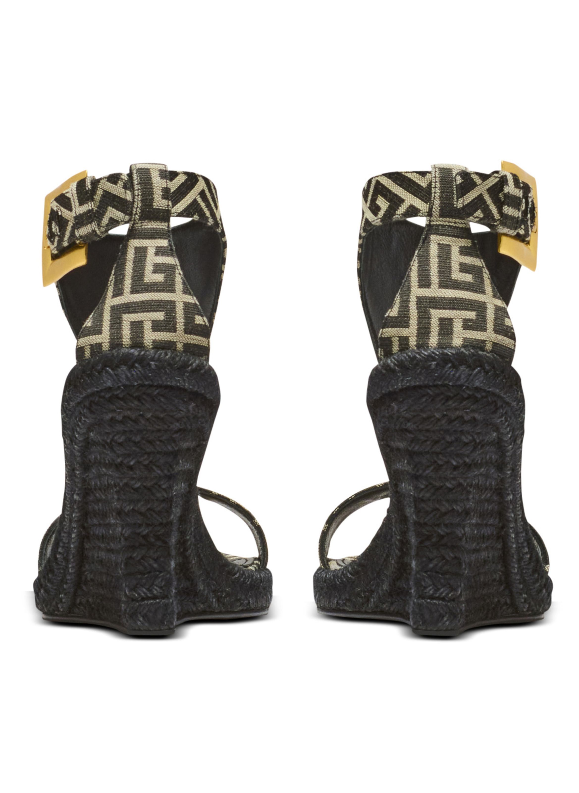 Espadrilles compensées anthem en jacquard monogramme BALMAIN Noir