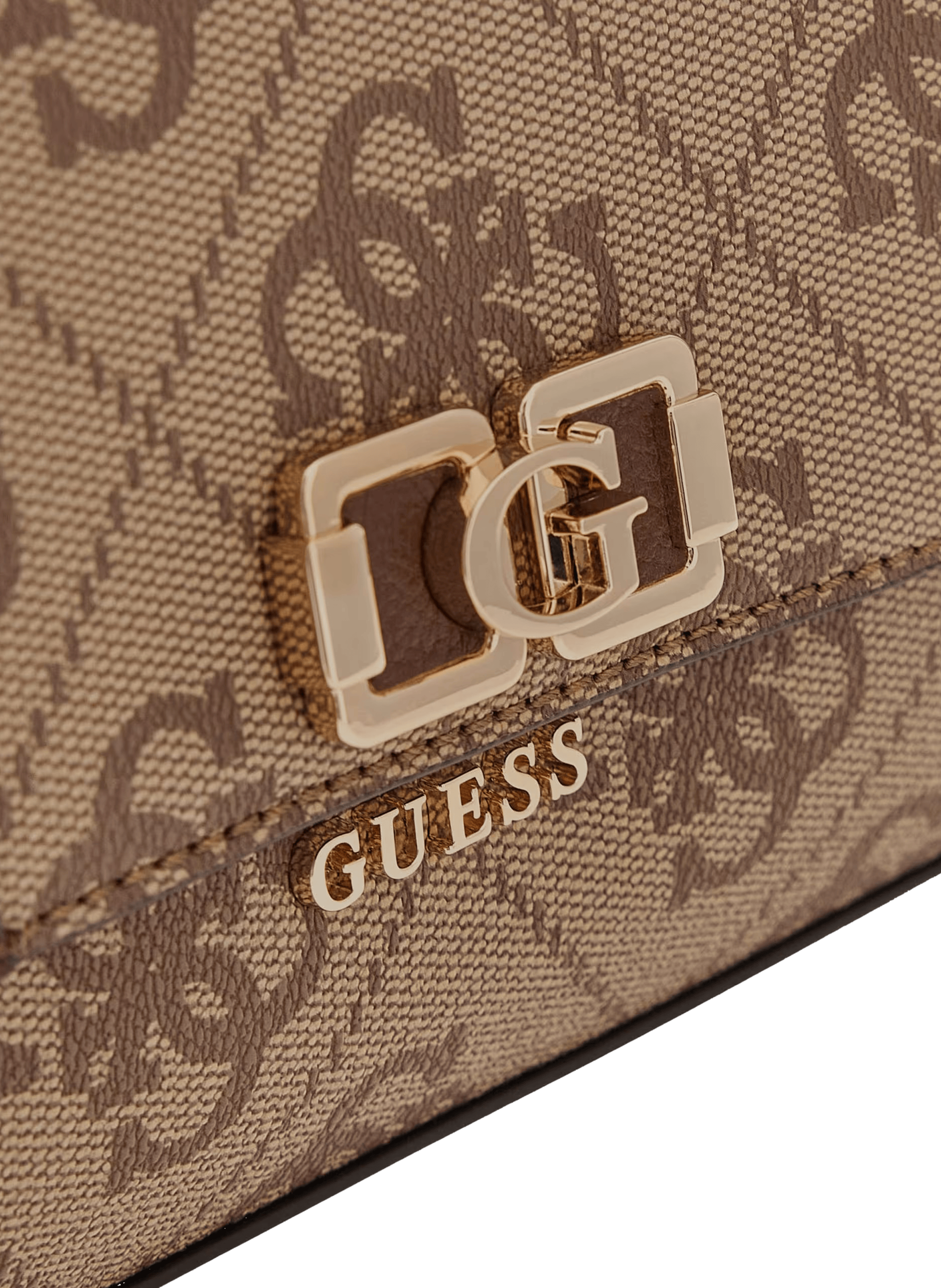 Sac porté épaule motif logo all over GUESS Marron