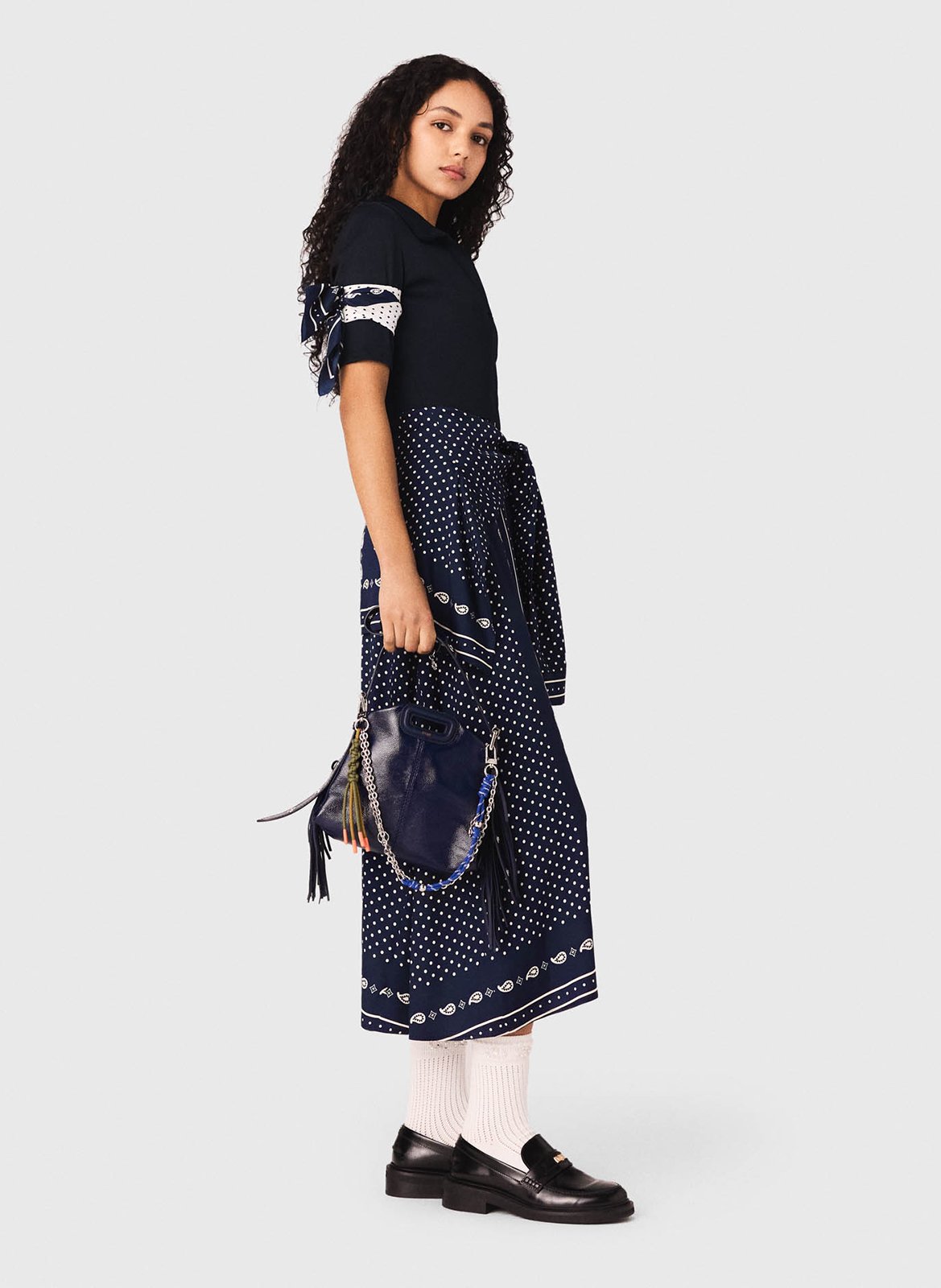 Robe longue col classique MAJE Bleu