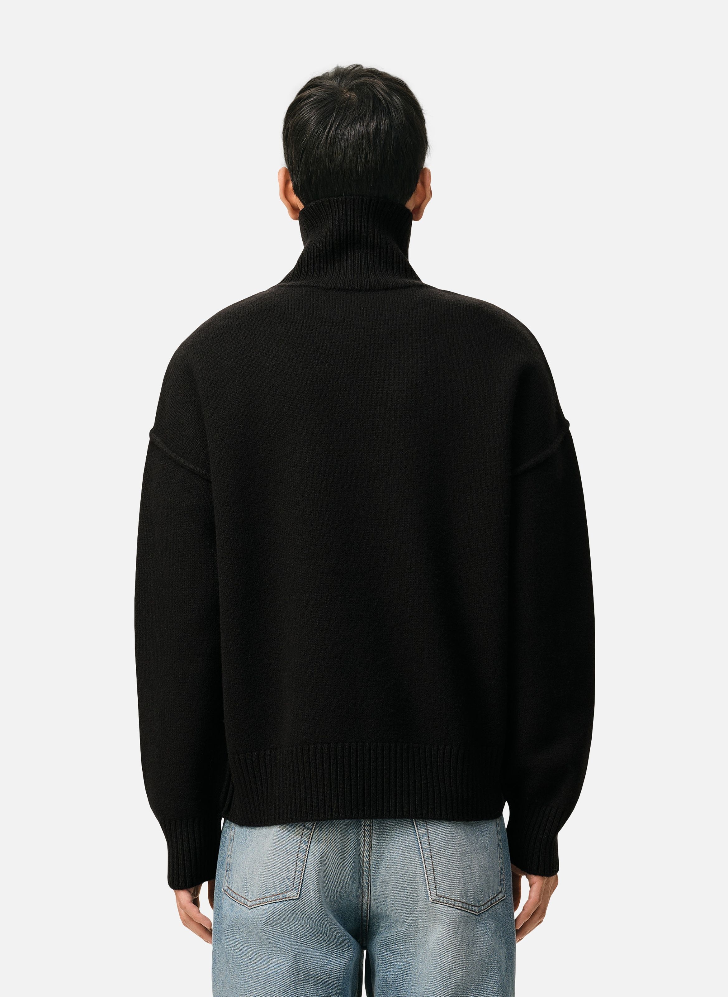 Pull Col Cheminée Ami De Coeur En Laine unisexe AMI PARIS Noir