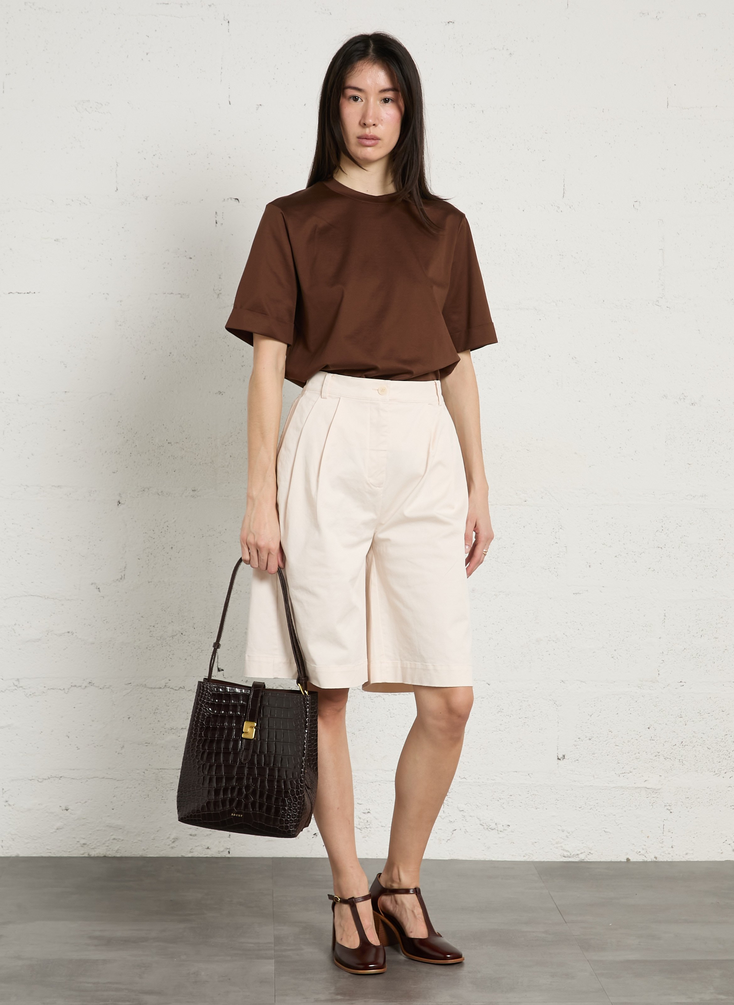 Sac seau bandoulière en cuir suédé bello SOEUR Marron