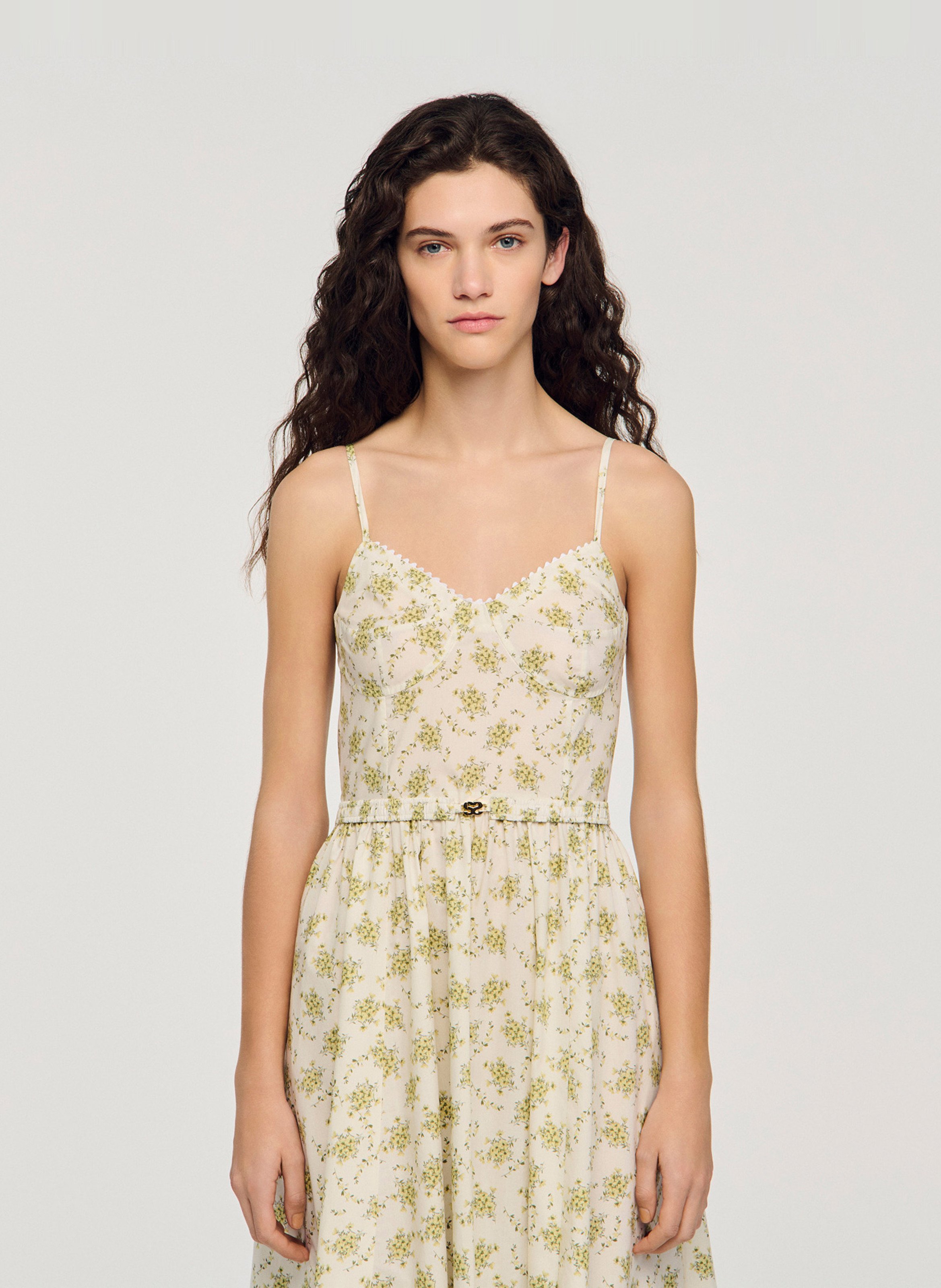 Robe midi à imprimé floral SANDRO Vert