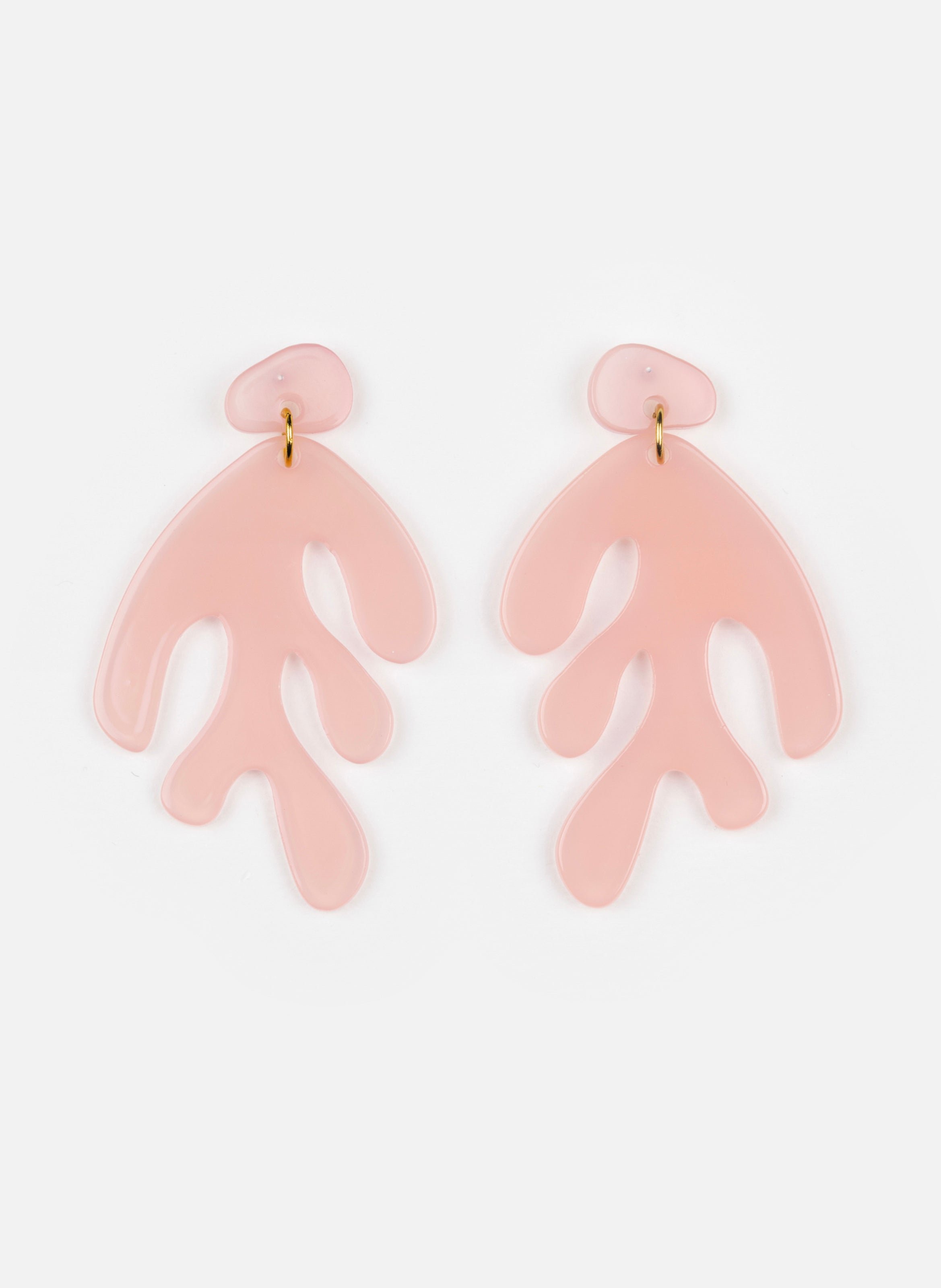 Boucles d'oreille algae en acétate de cellulose KURAGE GINZA Rose