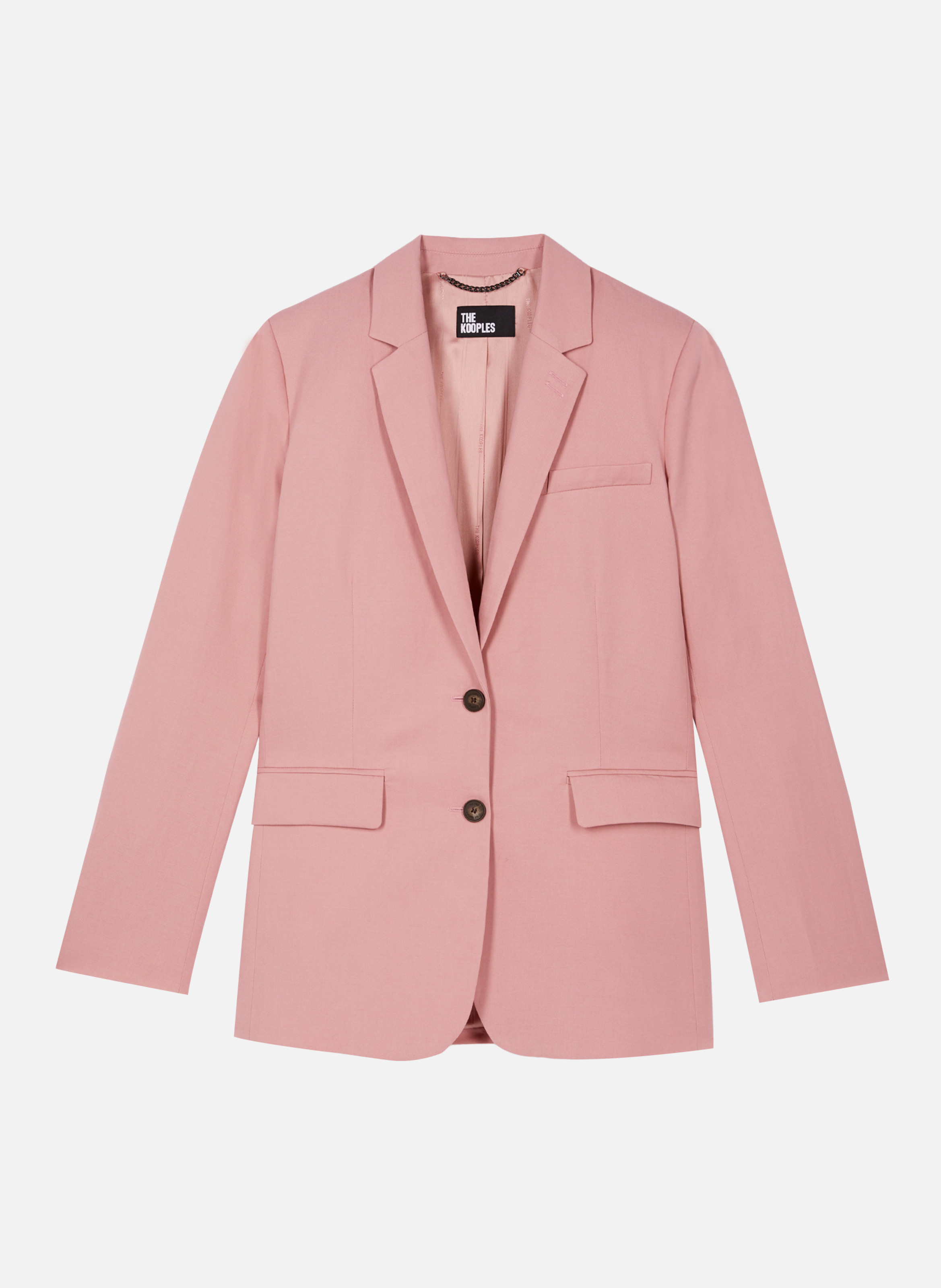 Veste de tailleur droite en lin et coton  Rose clair