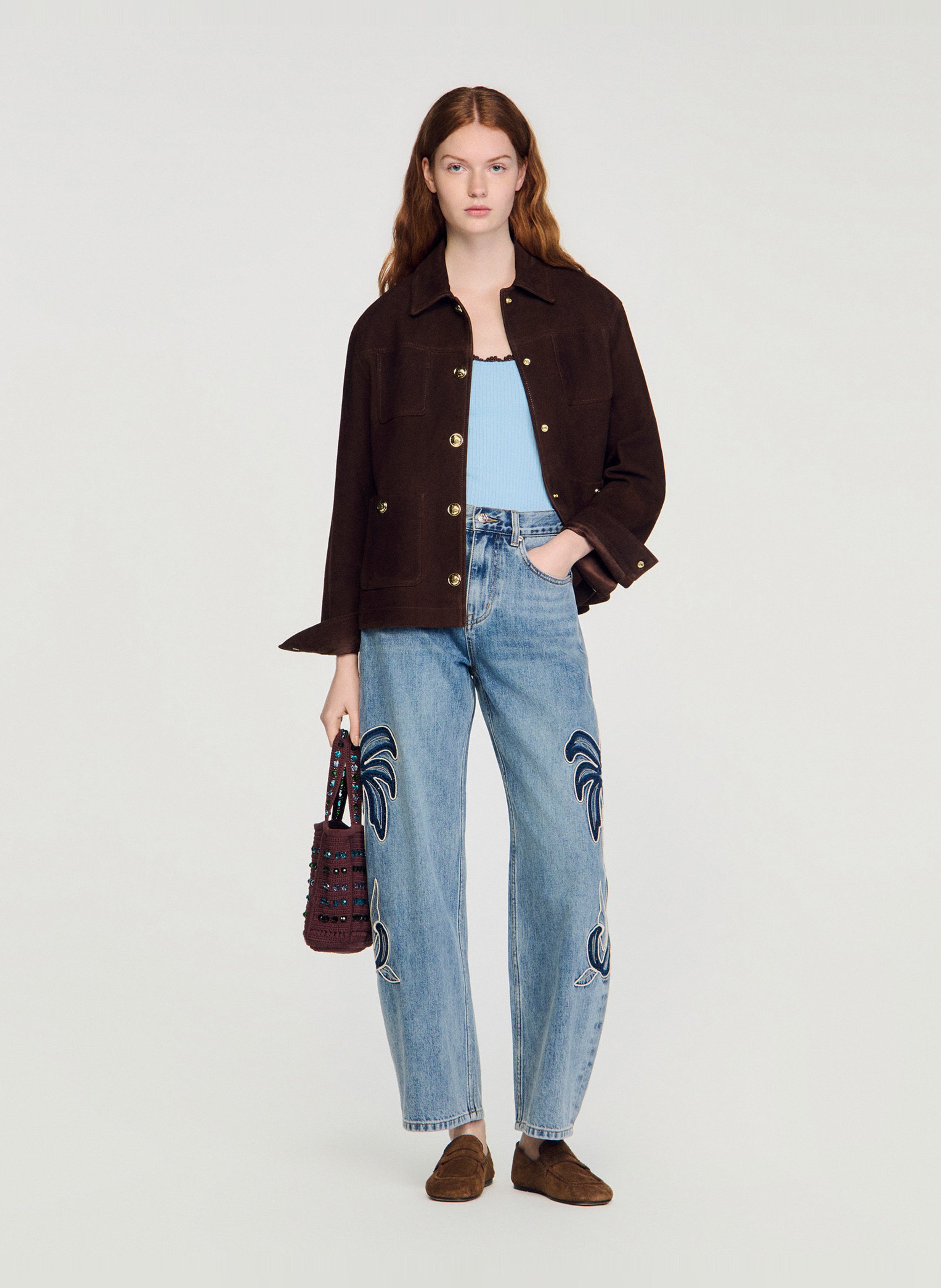 Jean balloon en coton SANDRO Bleu