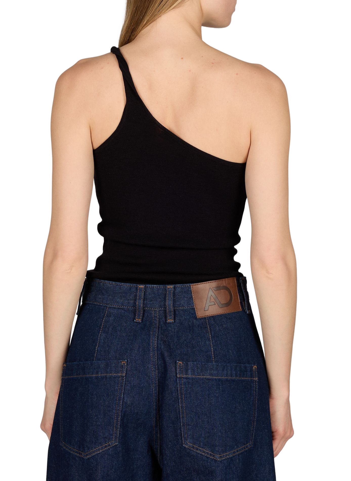 Asymmetrical Wool and Silk Top ALMADA Black