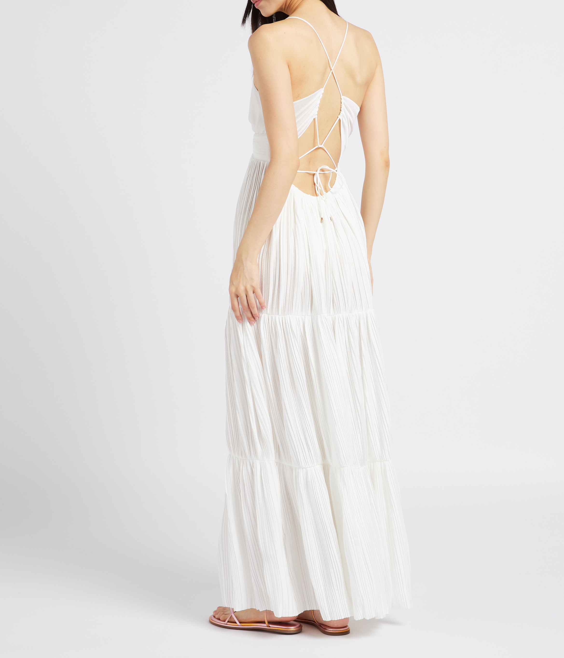 Robe longue col v plissée wasta BA&SH Blanc