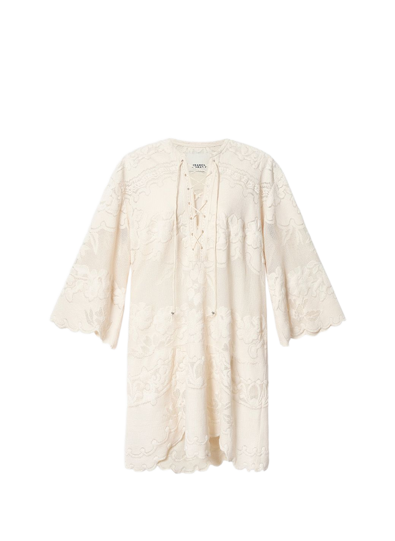 Short Solora caftan dress in embroidered jacquard. ISABEL MARANT White