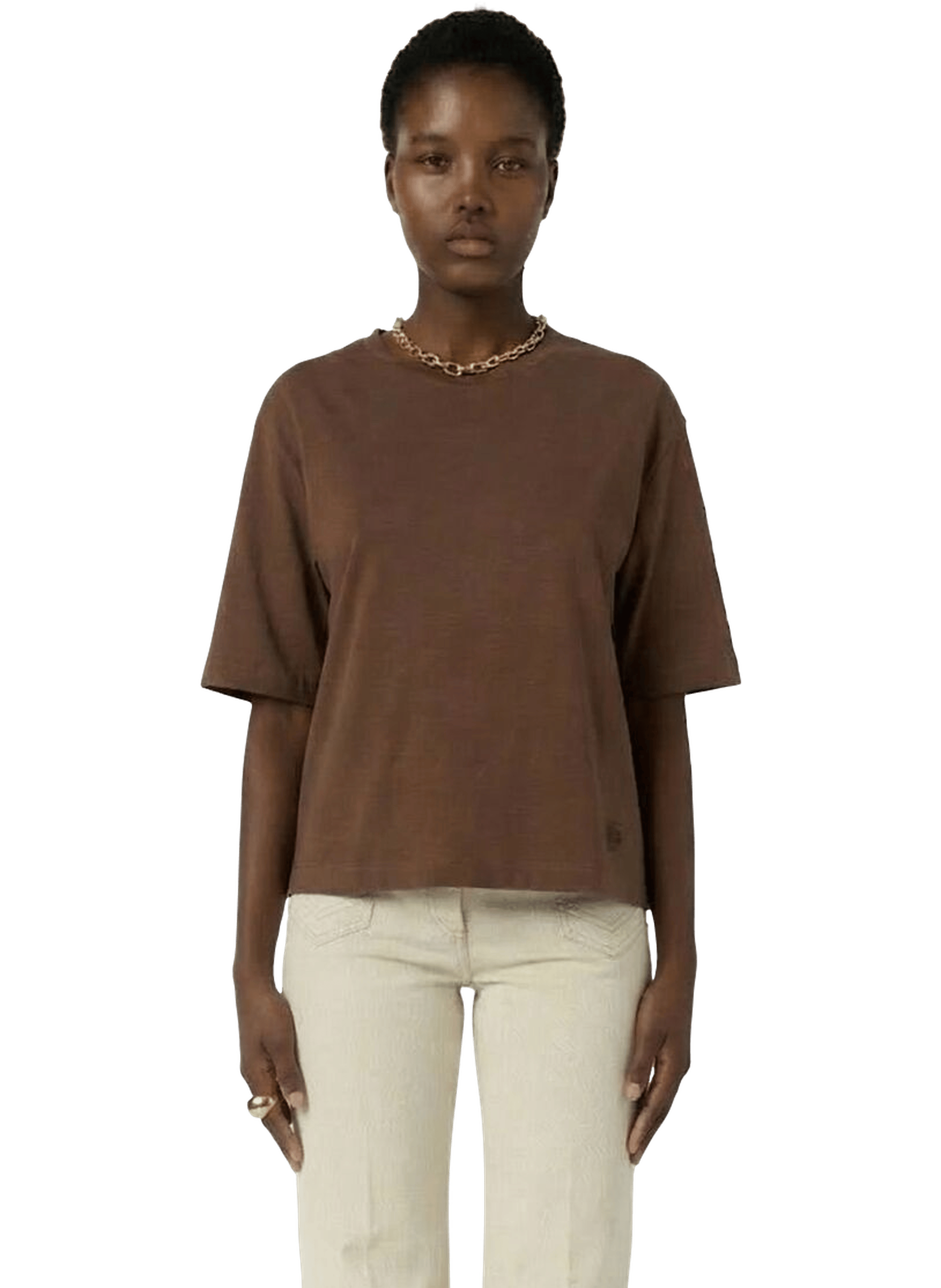 T-shirt uni en coton - mayae GERARD DAREL Marron