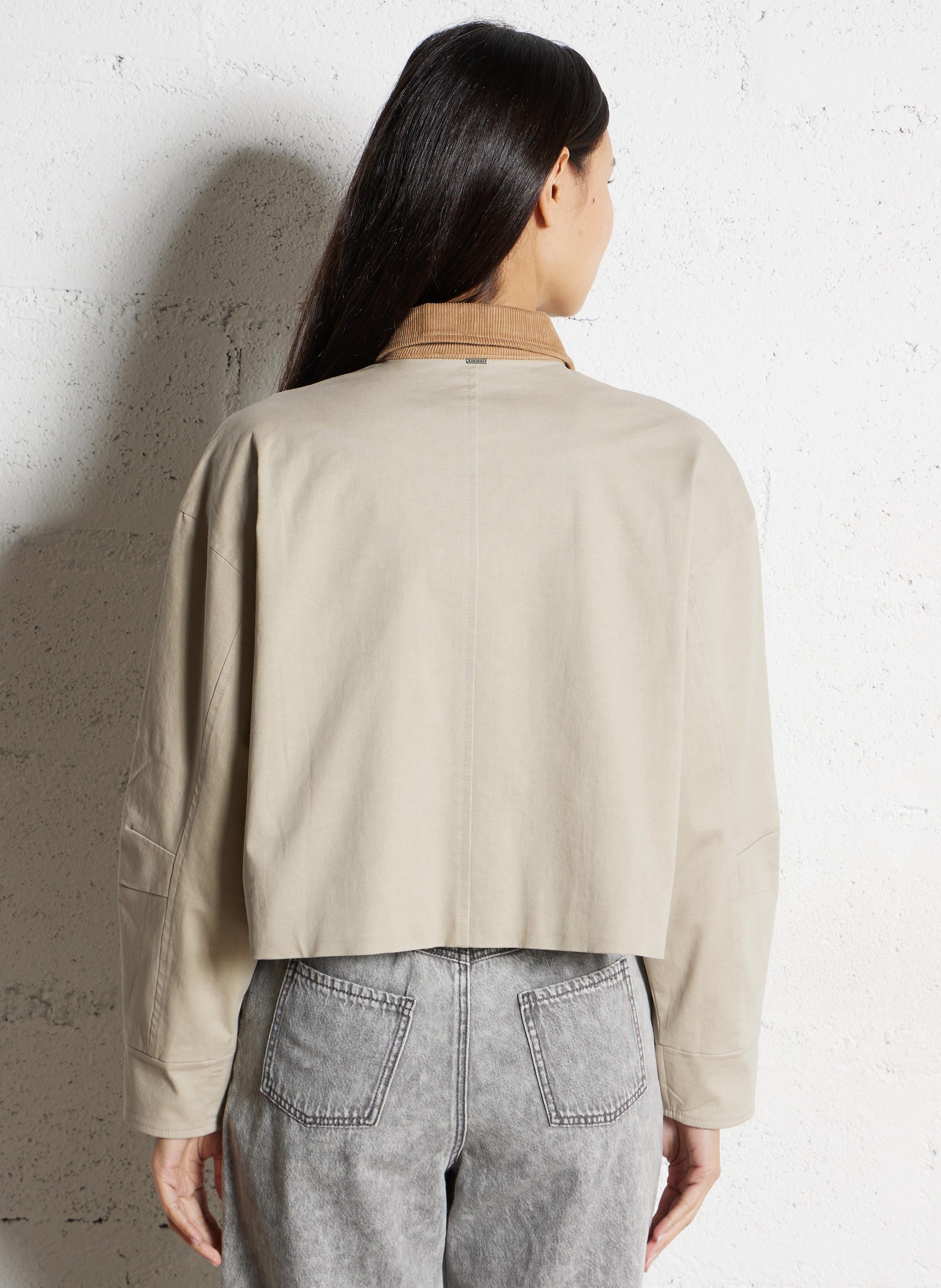 Veste oversize col classique en coton mélangé IKKS Beige