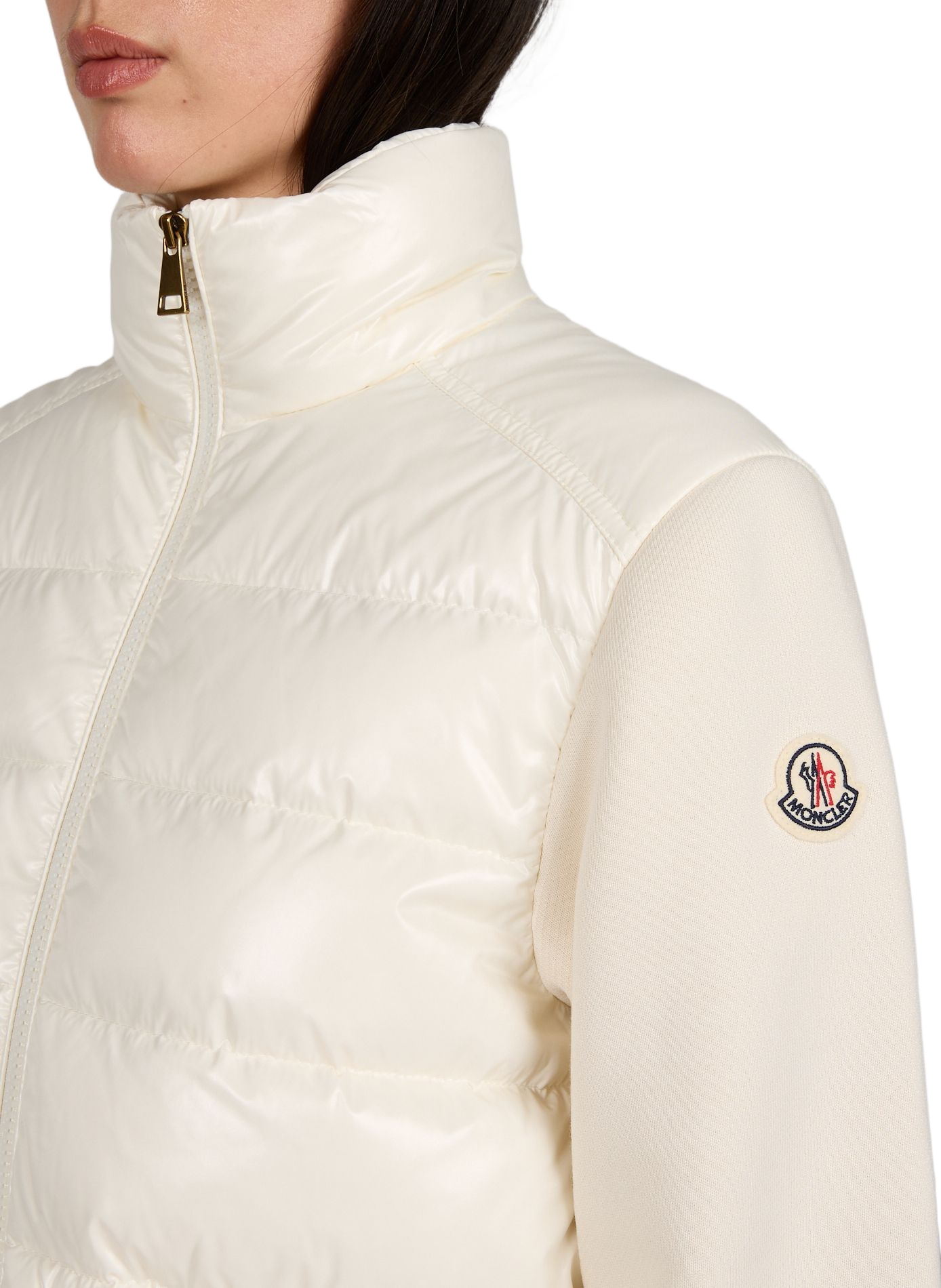 Quilted high-neck cotton blend sweatshirt MONCLER White