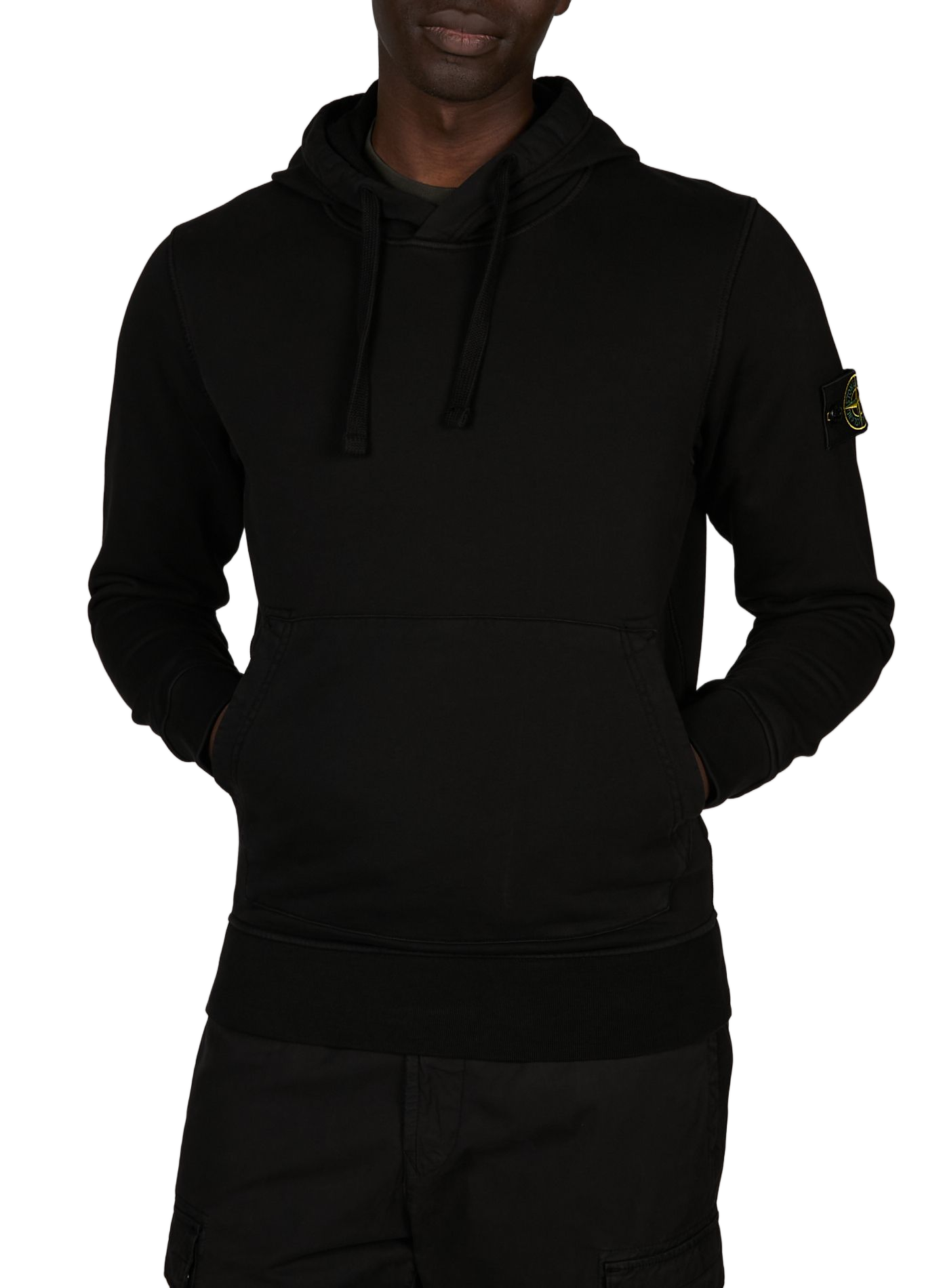 Hoodie uni à capuche STONE ISLAND Noir
