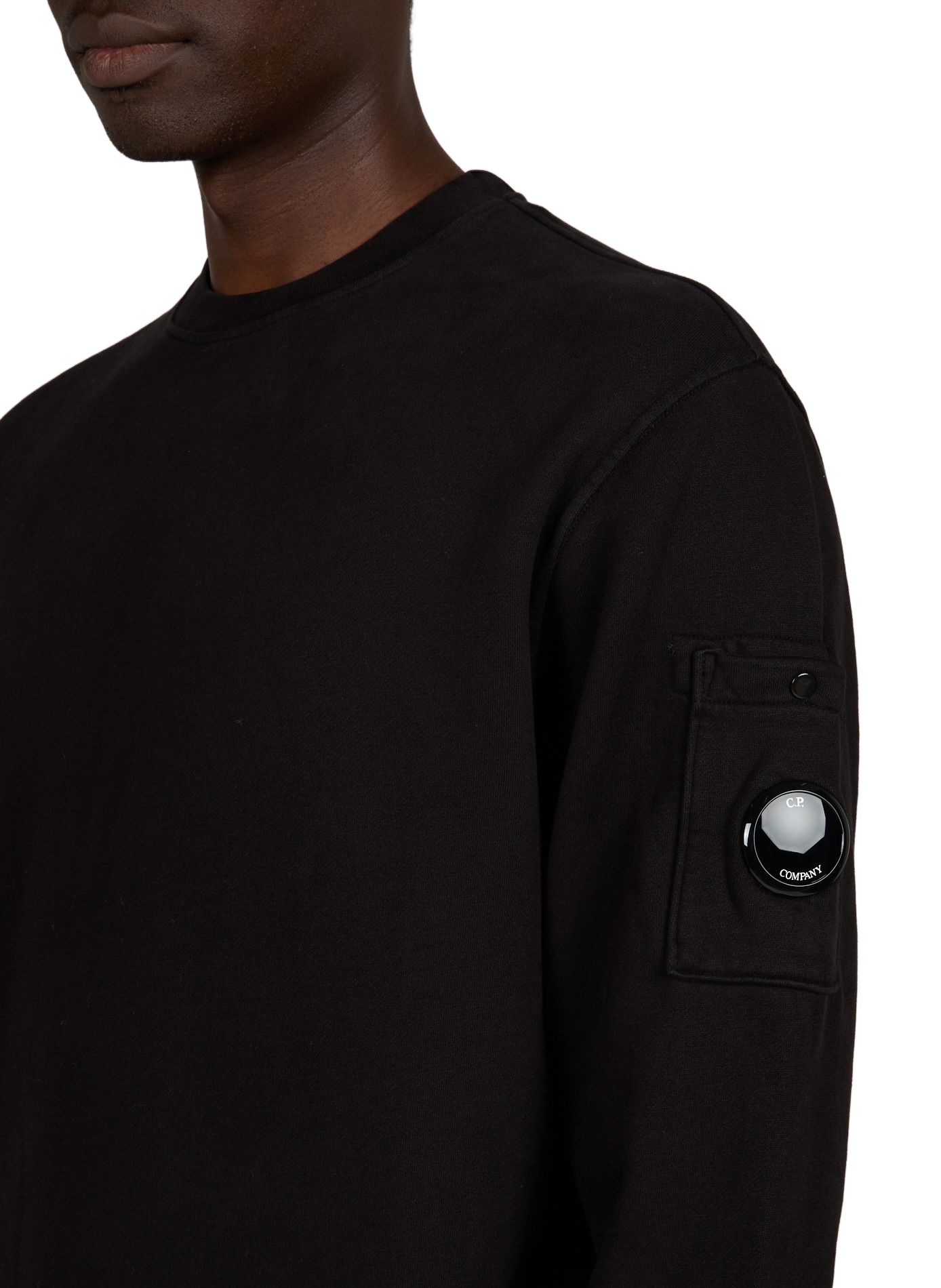 Solid color cotton signature lens pullover CP COMPANY Black
