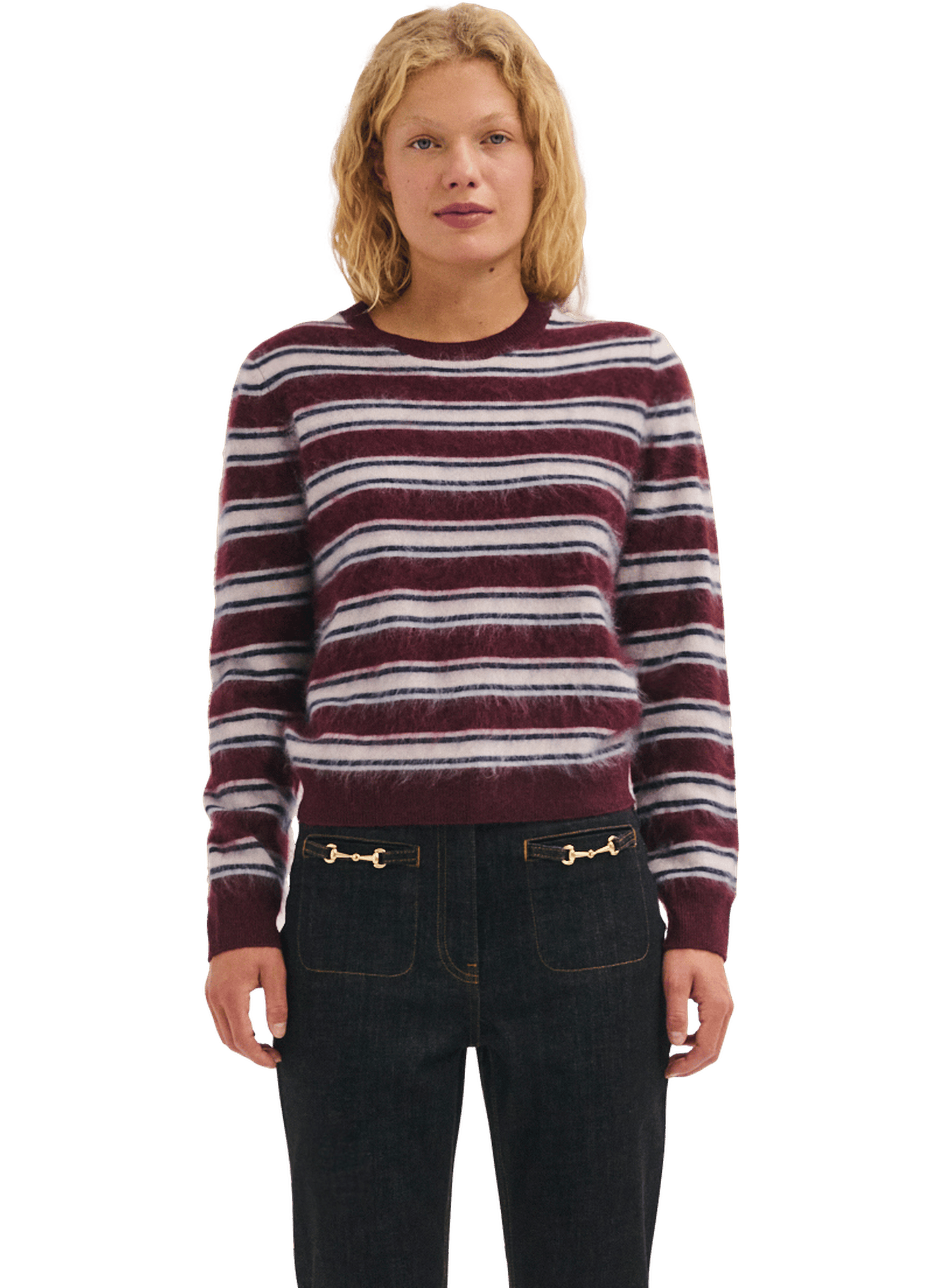Pull à rayures en laine brossée - runa PABLO Beige