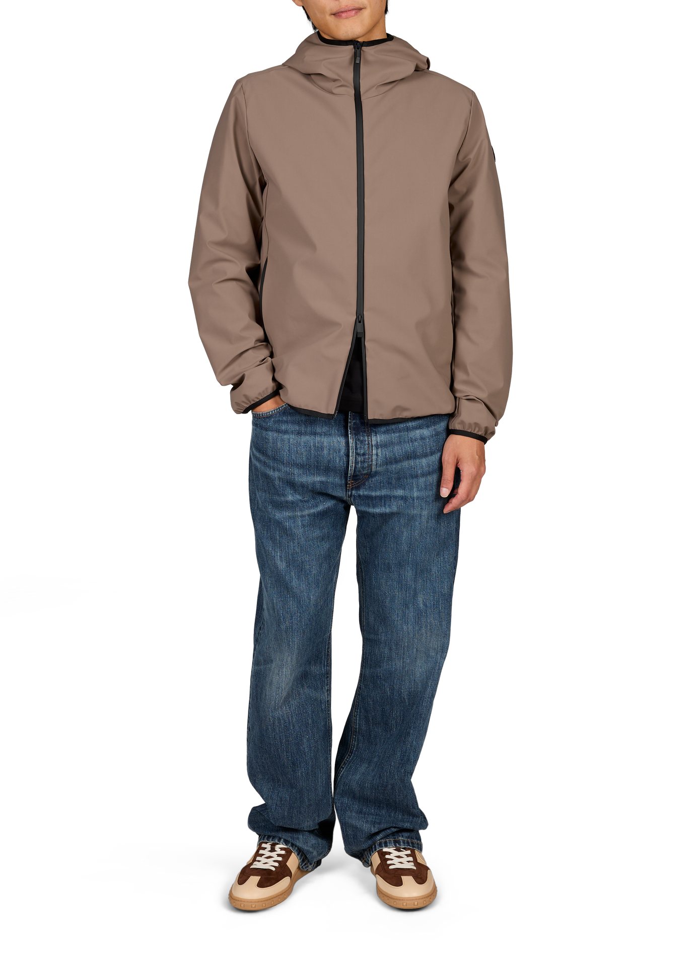 Hooded Puffer Jacket Ciampolin with Elastic Hem MONCLER Beige