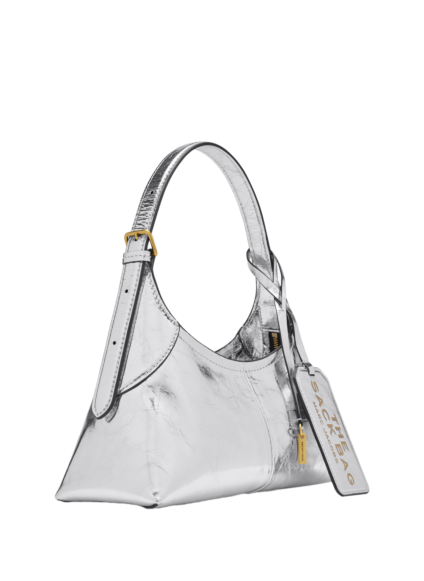 Sac à main The Small Belted Sack en cuir métallisé MARC JACOBS Argent