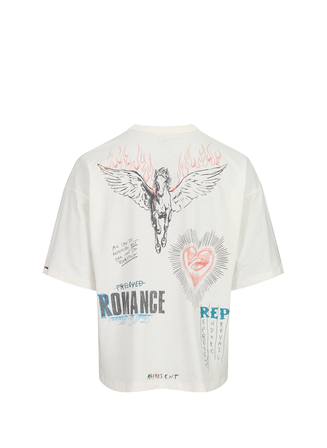 Bedrukt T-shirt met ronde hals van katoen. REPRESENT Wit