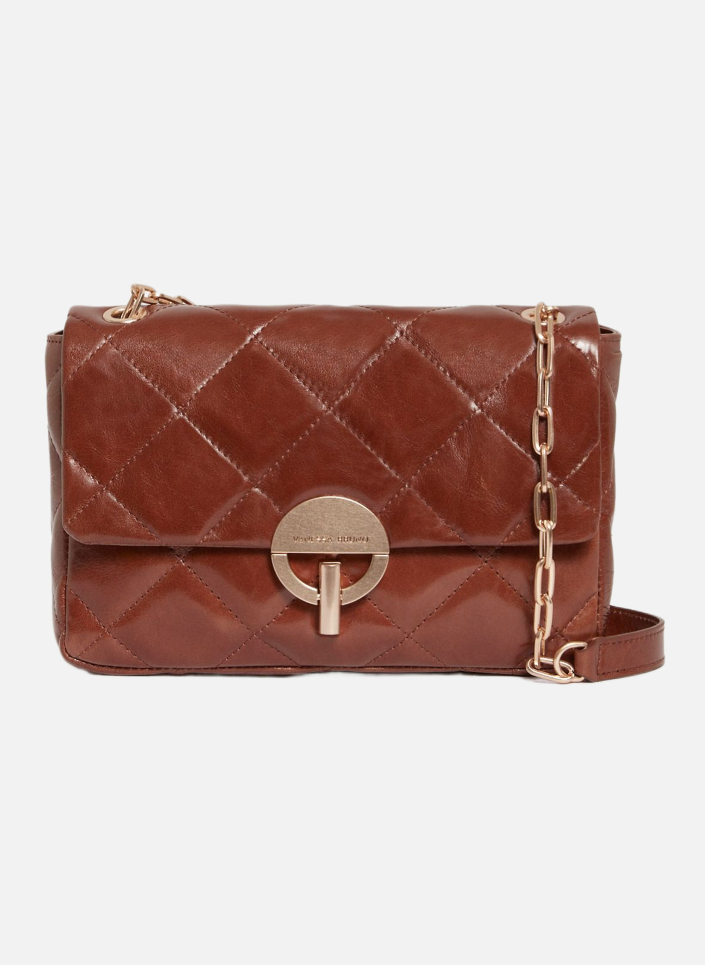 Grand sac moon en cuir craquelé  Havane